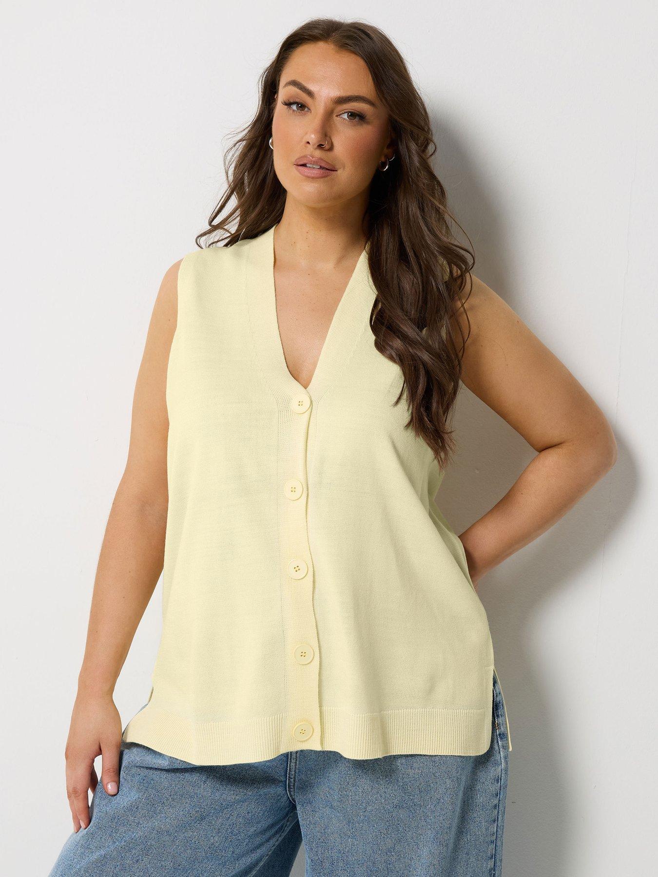 Yours Curve Knitted Waistcoat - Yellow