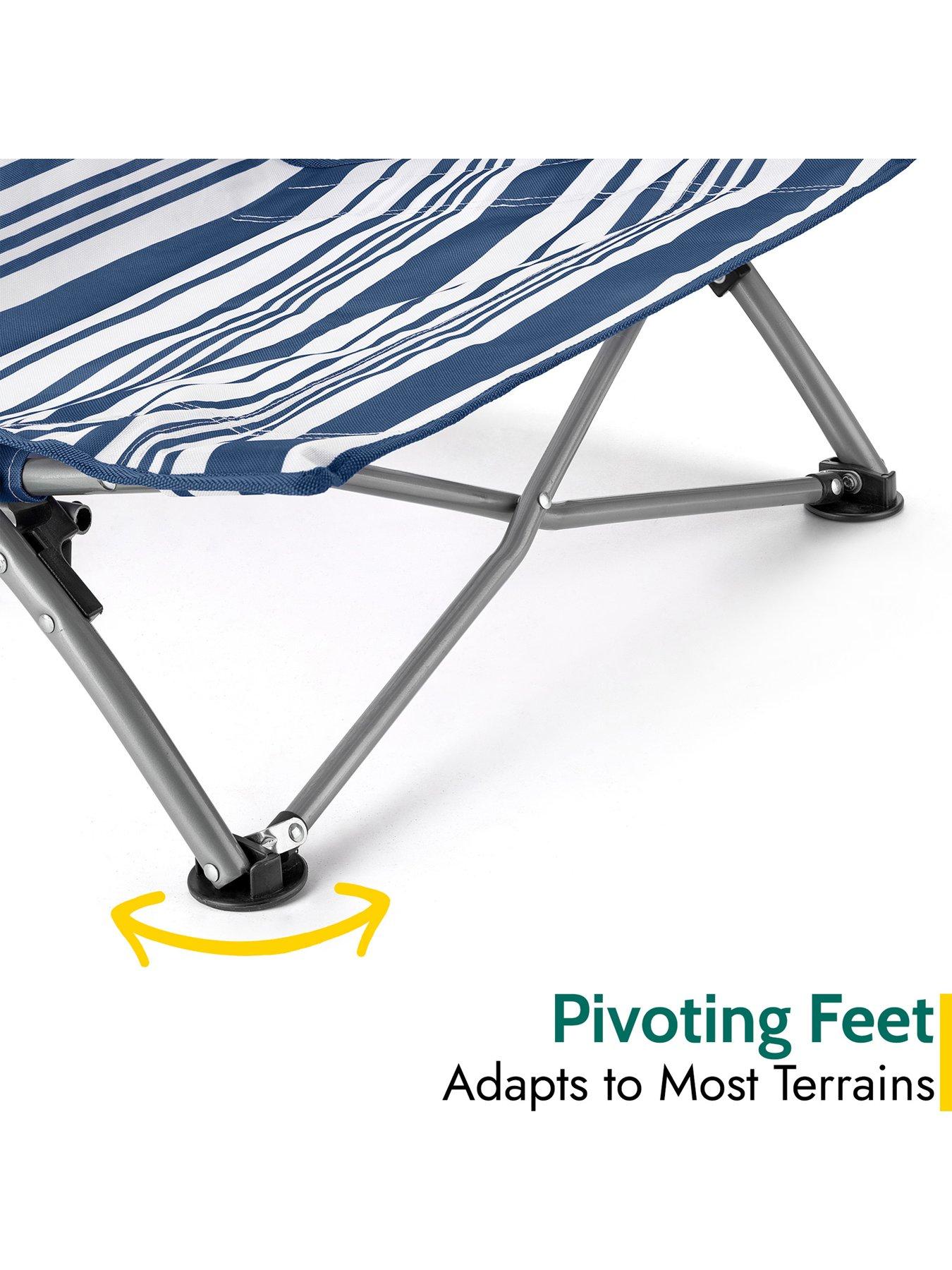 Image 3 of 7 of Trail Sisken Low Folding Beach Chair - Navy Stripe