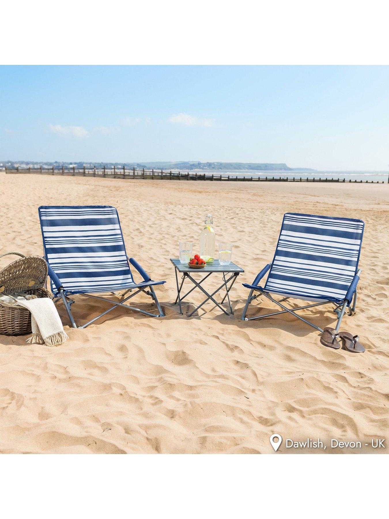 Image 6 of 7 of Trail Sisken Low Folding Beach Chair - Navy Stripe