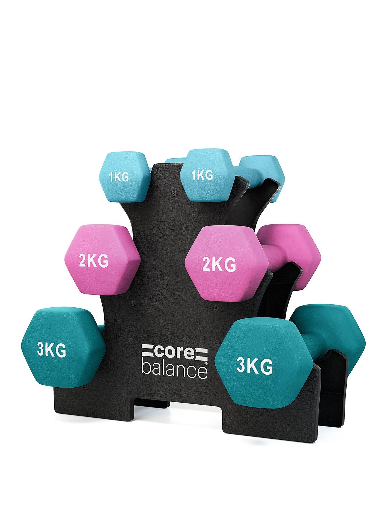 Image 1 of 7 of Core Balance Hex Dumbbell Set with Rack - 1kg/3kg/5kg, 18kg Total