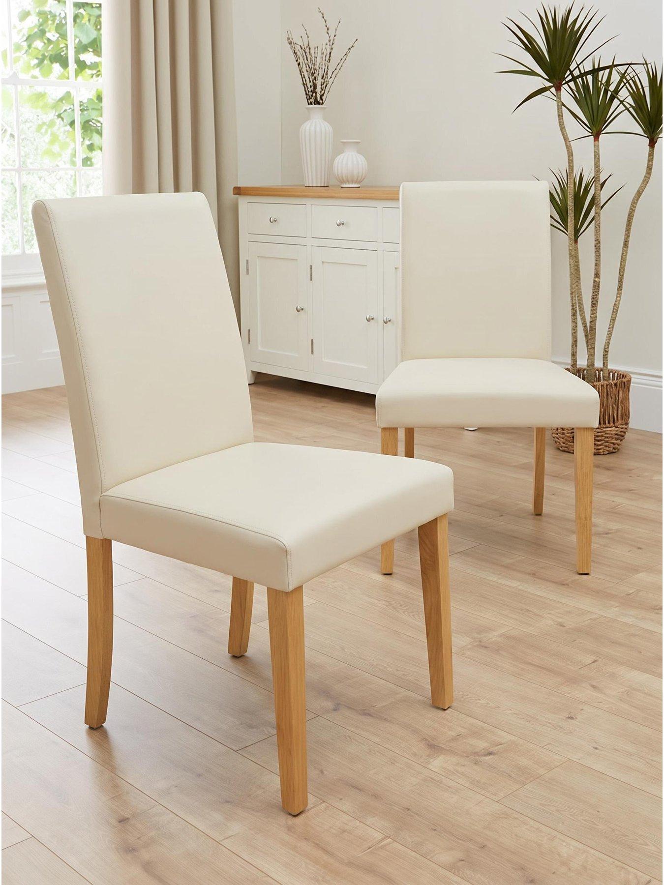 The Very Collection Primo Pair Of Cream Faux Leather Dining Chairs