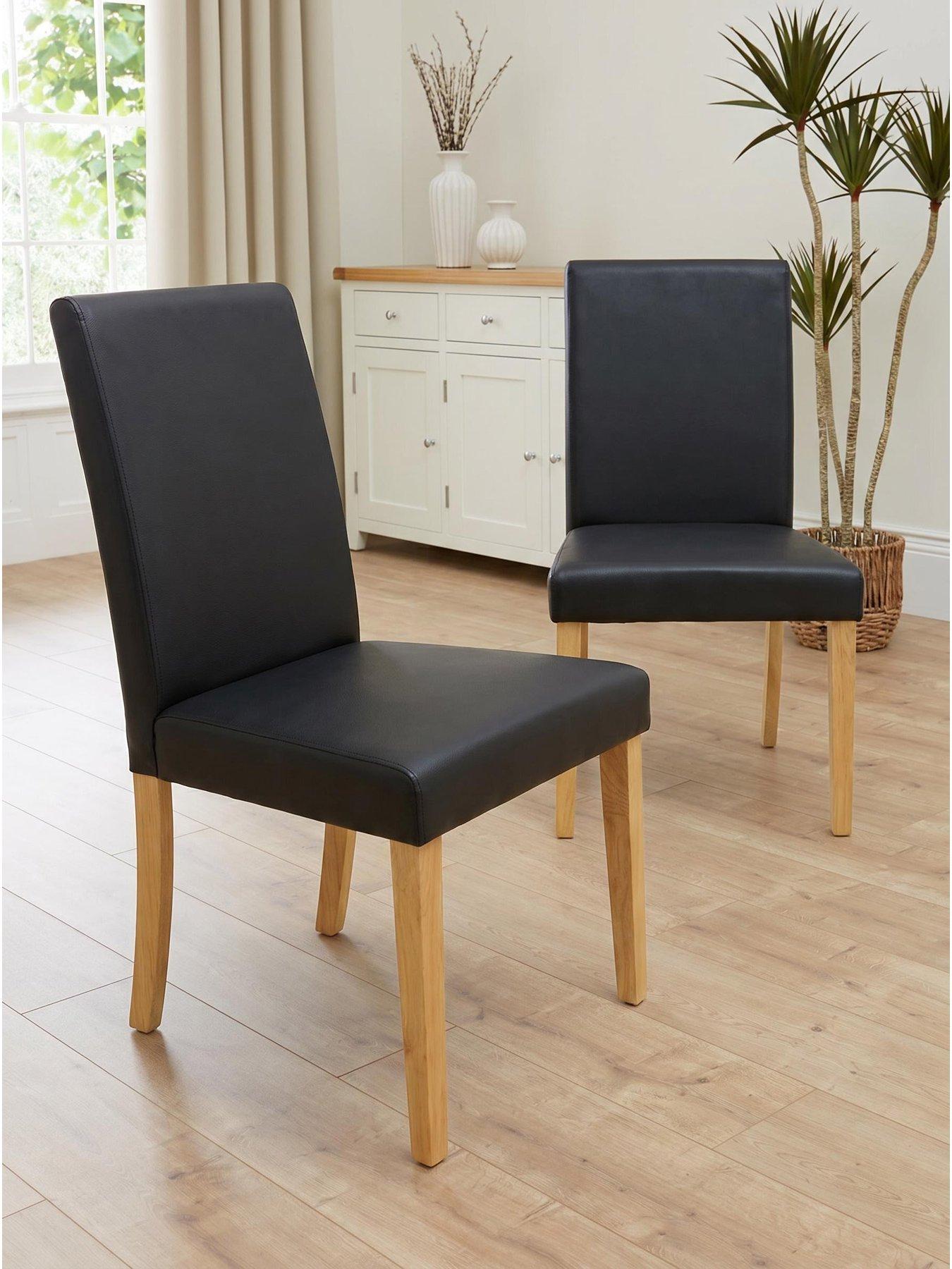 Image 1 of 4 of The Very Collection Primo Pair of&nbsp;Faux Leather Dining Chairs - Black/Oak