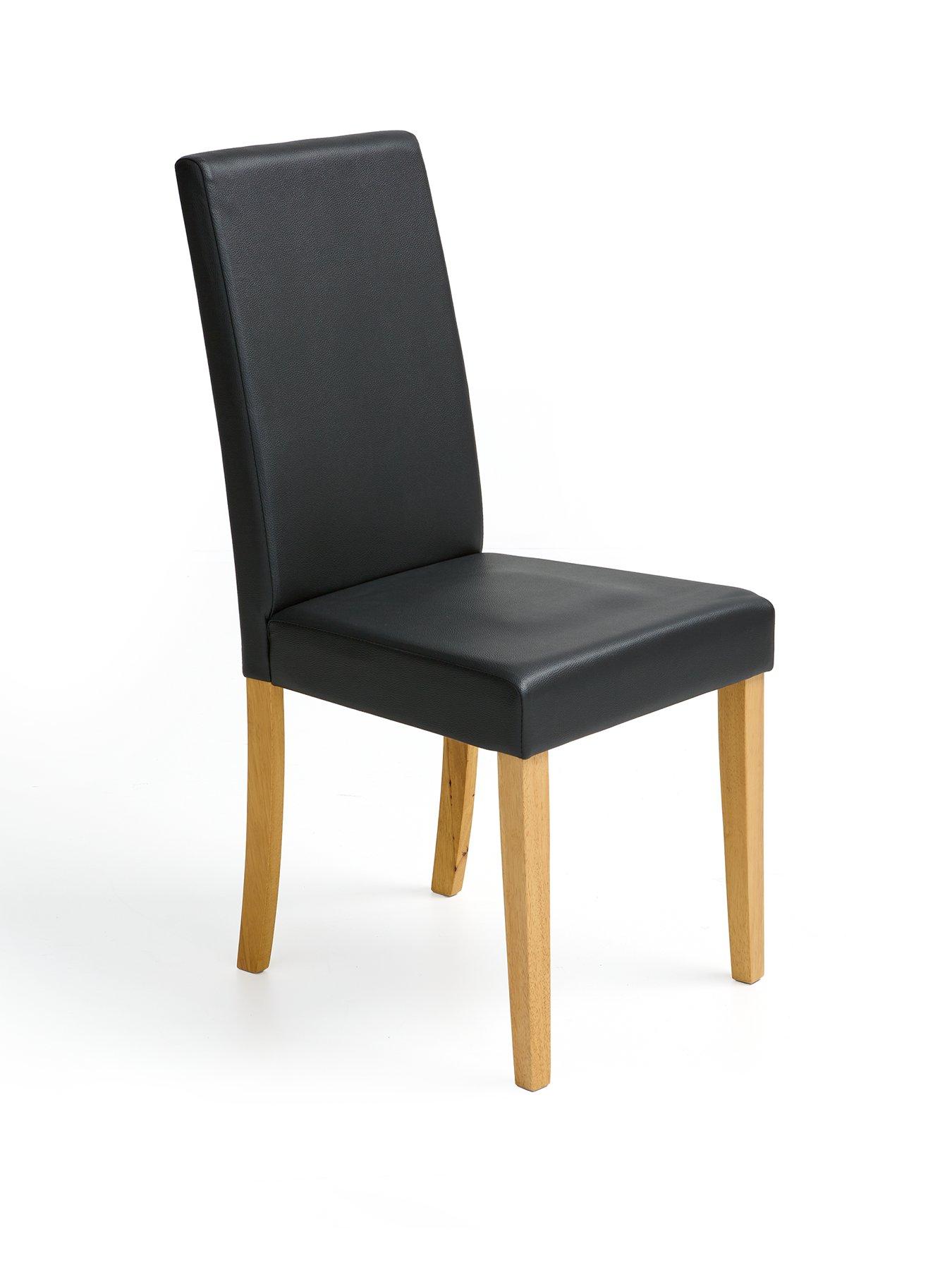 Image 2 of 4 of The Very Collection Primo Pair of&nbsp;Faux Leather Dining Chairs - Black/Oak