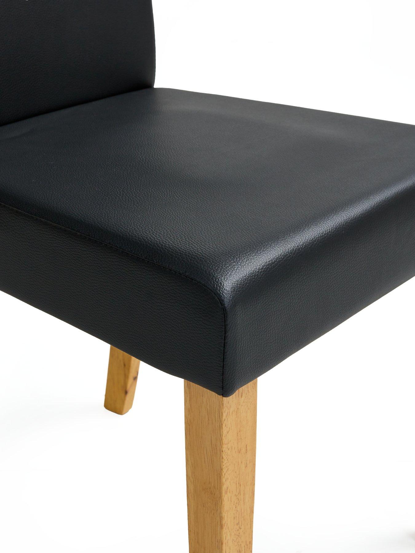 Image 3 of 4 of The Very Collection Primo Pair of&nbsp;Faux Leather Dining Chairs - Black/Oak