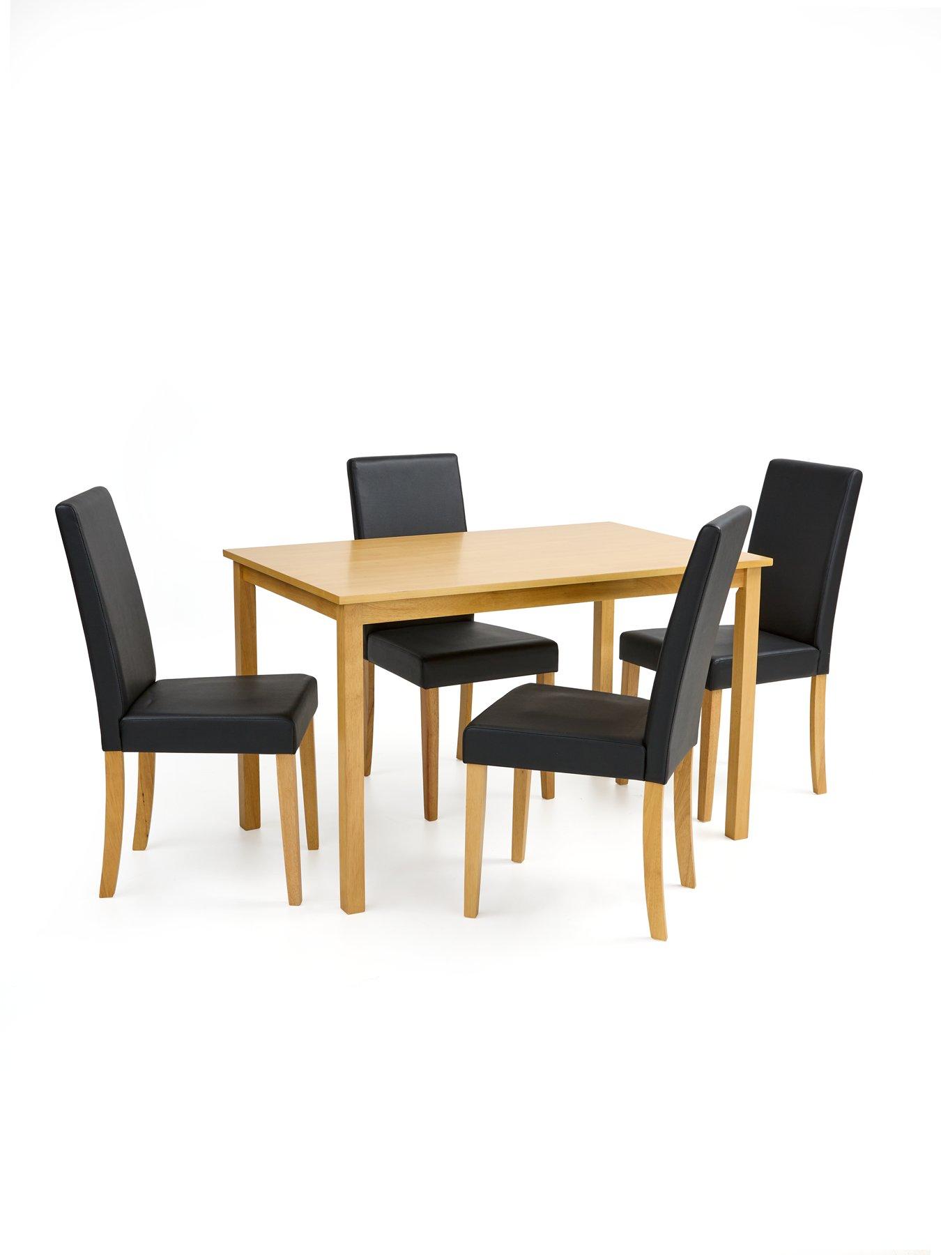 Image 4 of 4 of The Very Collection Primo Pair of&nbsp;Faux Leather Dining Chairs - Black/Oak
