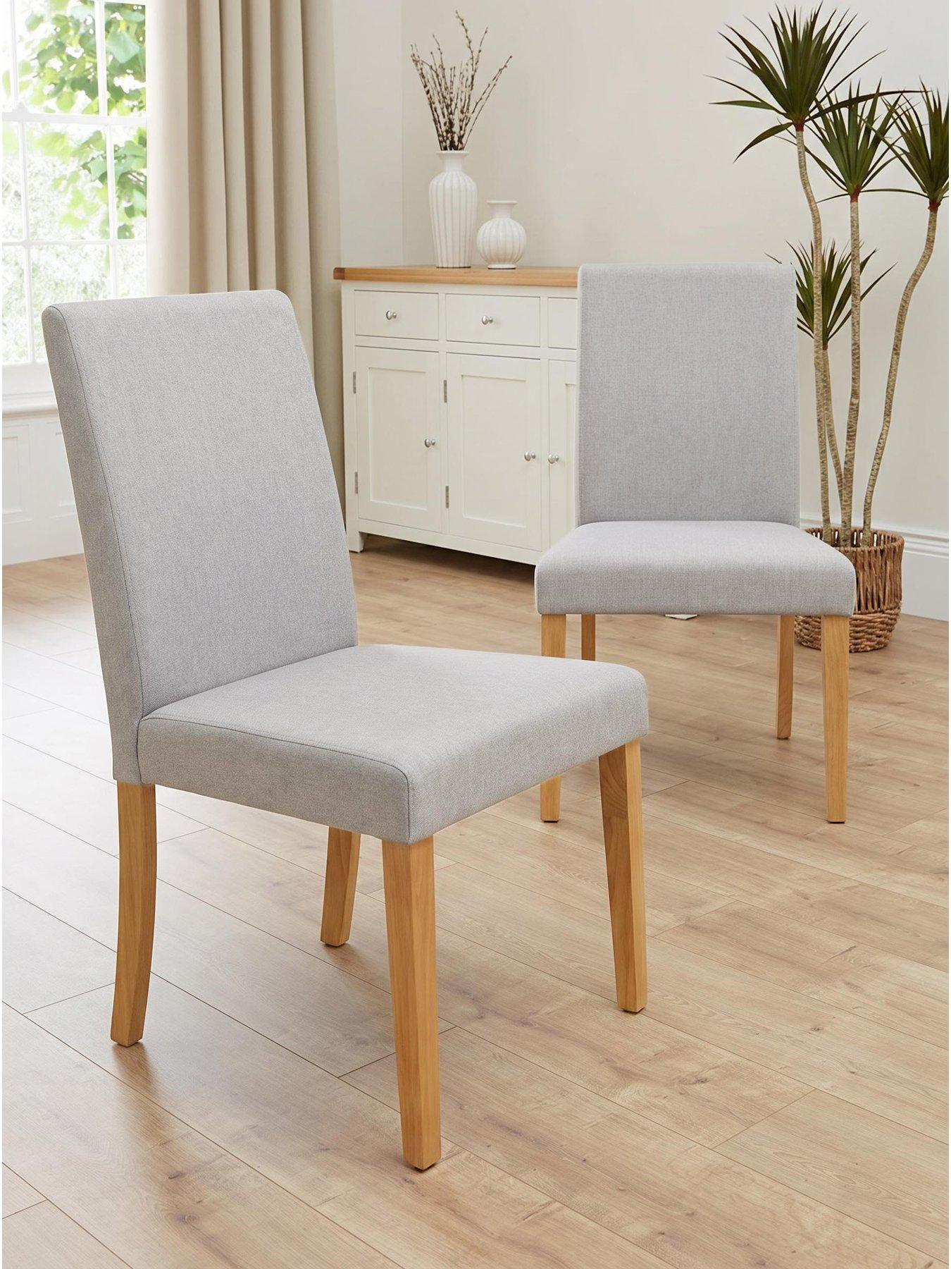 The Very Collection Primo Pair of Fabric Dining Chairs - Grey/Oak