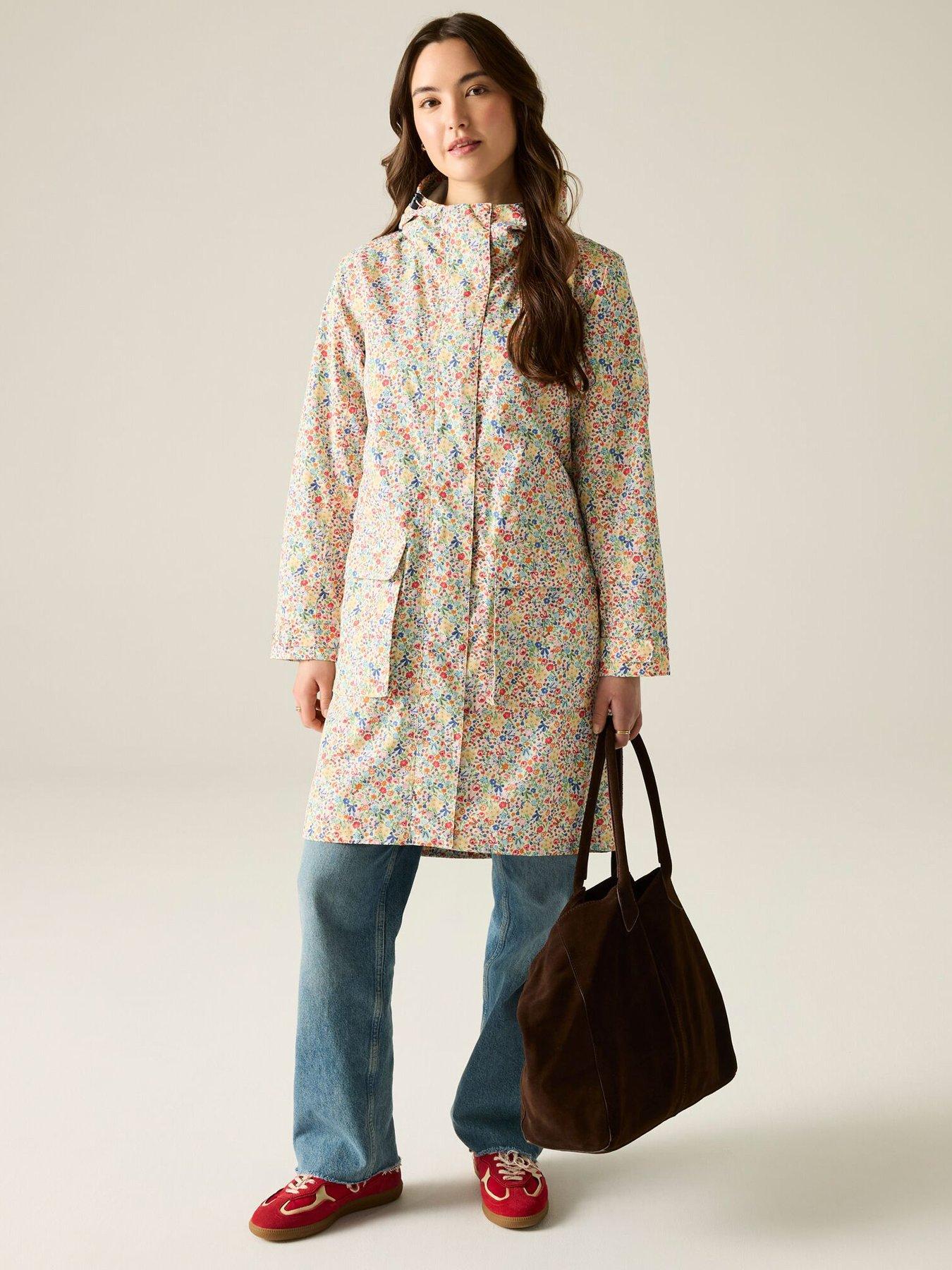 Image 1 of 7 of Regatta Ladies Cath Kidston Long Waterproof Shell Jacket- Cream Harmony Ditsy