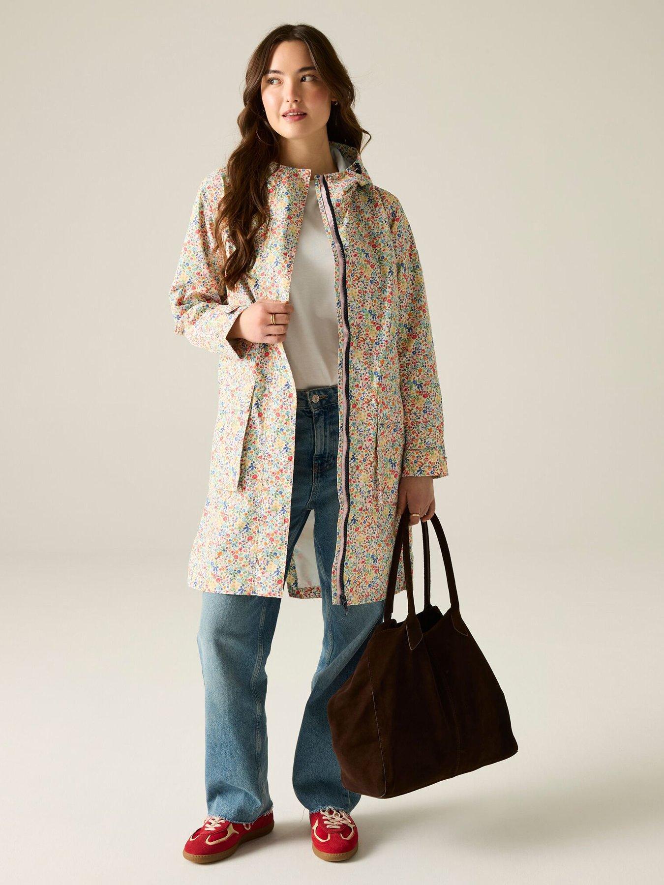 Image 3 of 7 of Regatta Ladies Cath Kidston Long Waterproof Shell Jacket- Cream Harmony Ditsy