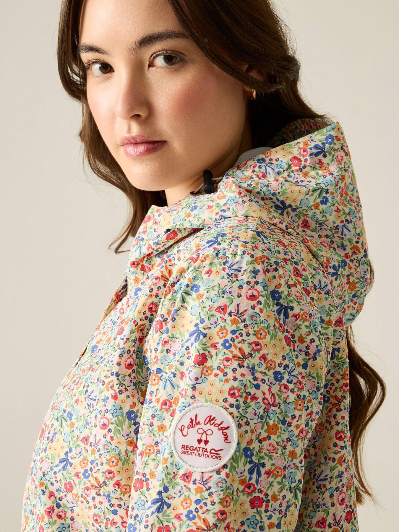 Image 5 of 7 of Regatta Ladies Cath Kidston Long Waterproof Shell Jacket- Cream Harmony Ditsy