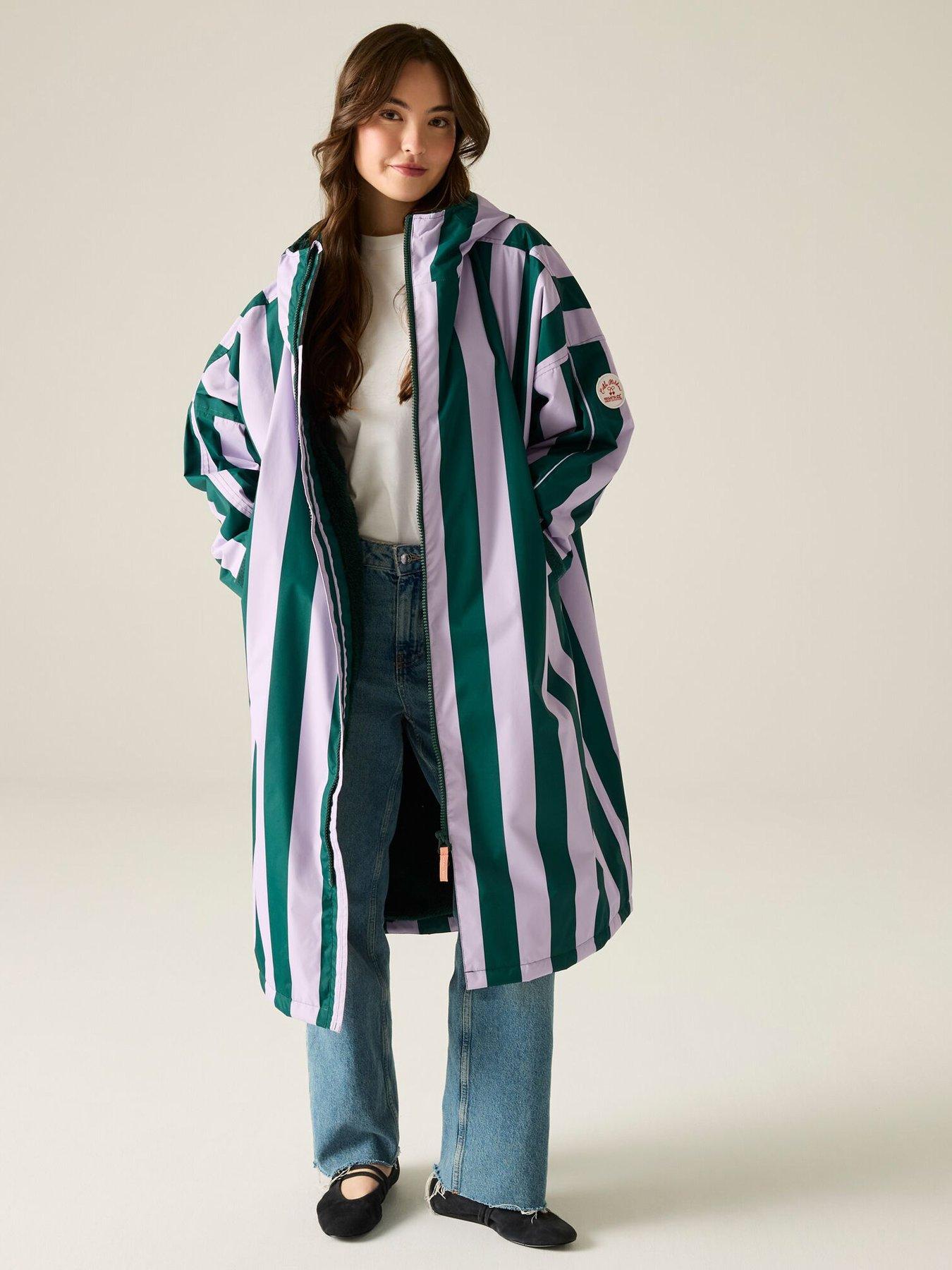 Image 1 of 7 of Regatta Ladies Cath Kidston Changing Robe - Lilac &amp; Green Candy Stripe