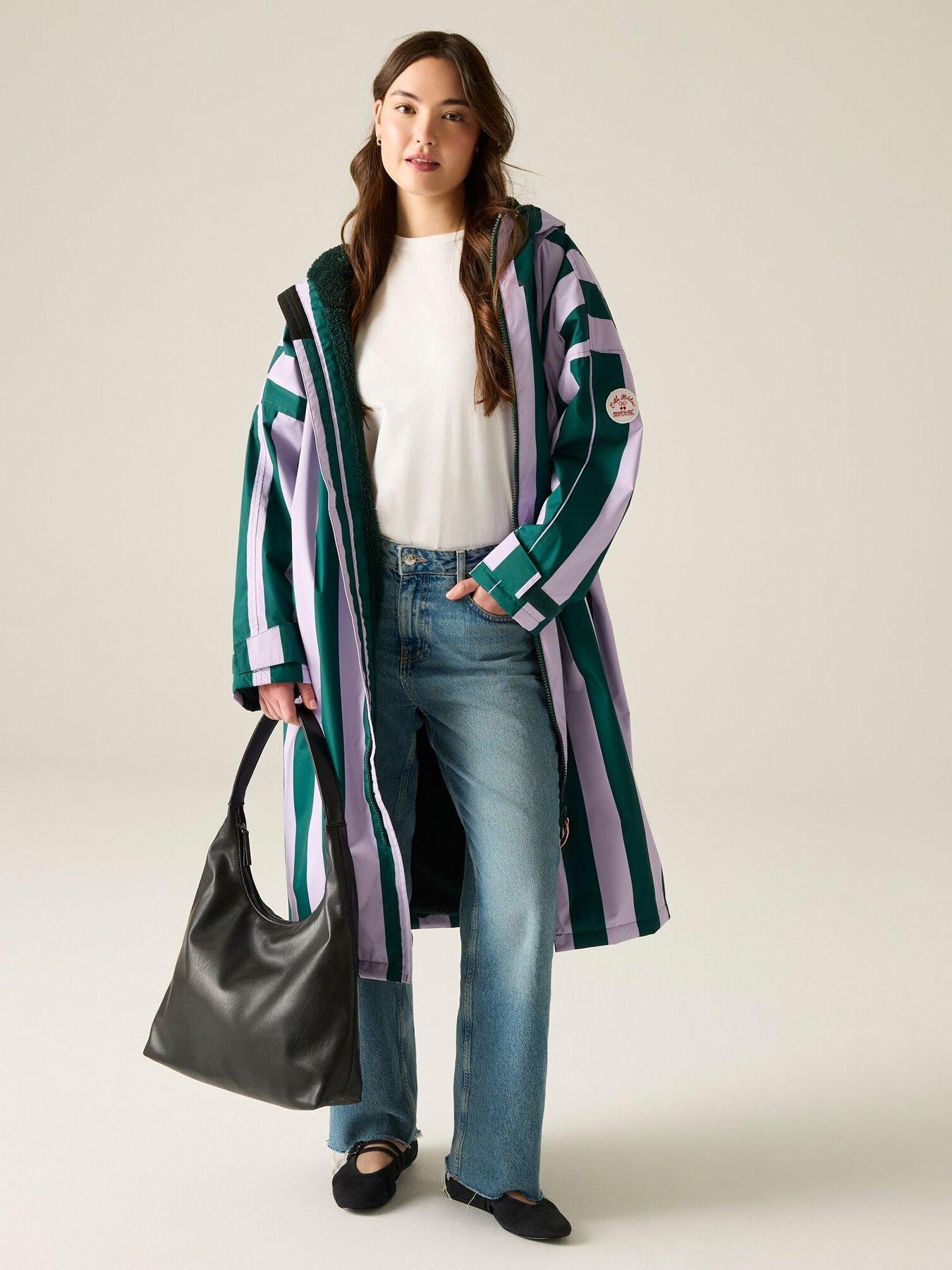 Image 3 of 7 of Regatta Ladies Cath Kidston Changing Robe - Lilac &amp; Green Candy Stripe