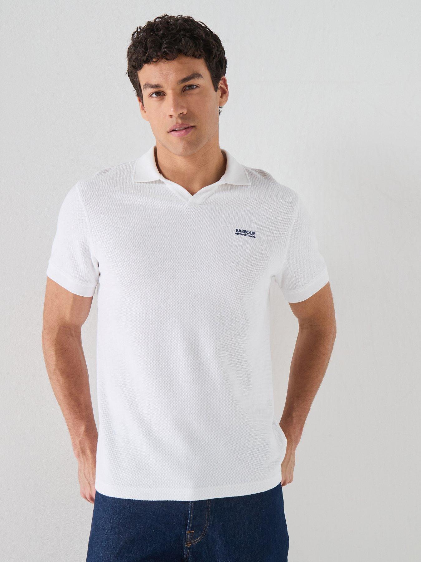 Barbour International International Milbank Textured Open Collar Polo Shirt - White