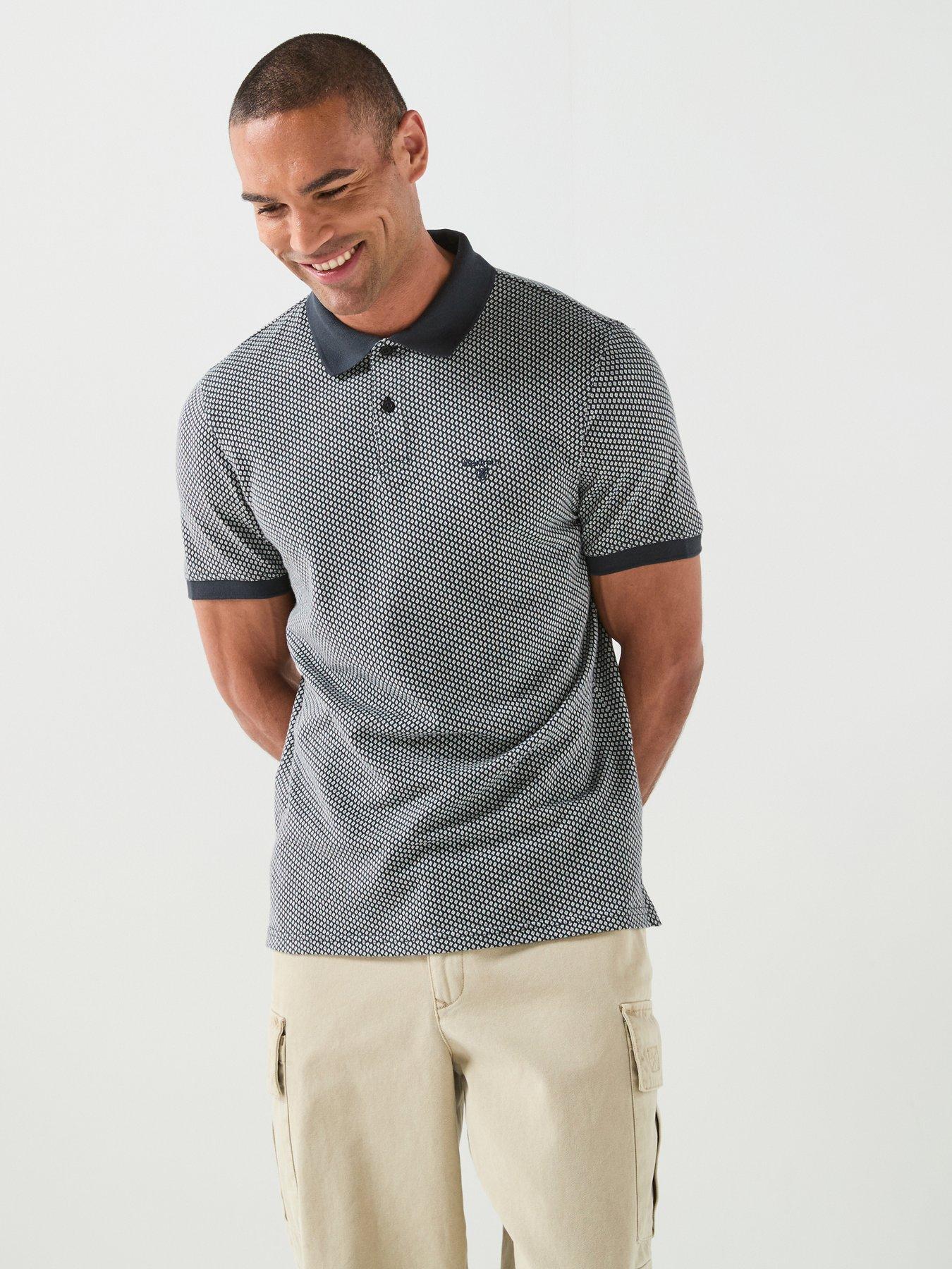 Image 1 of 6 of Barbour Copgrove Tailored Fit Jaquard Polo Shirt - Navy