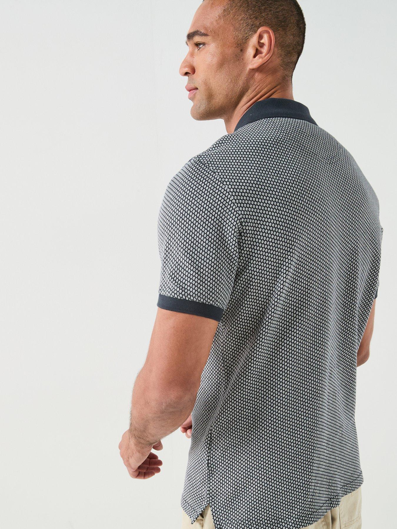 Image 2 of 6 of Barbour Copgrove Tailored Fit Jaquard Polo Shirt - Navy