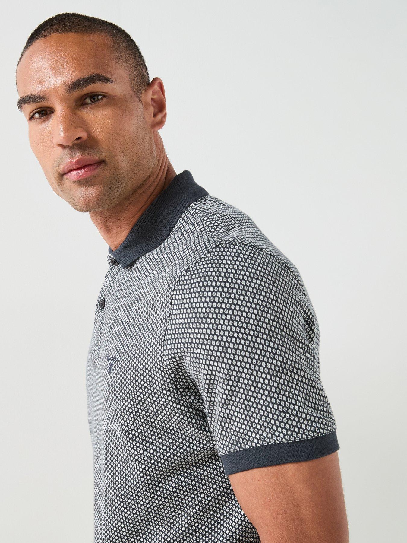 Image 5 of 6 of Barbour Copgrove Tailored Fit Jaquard Polo Shirt - Navy