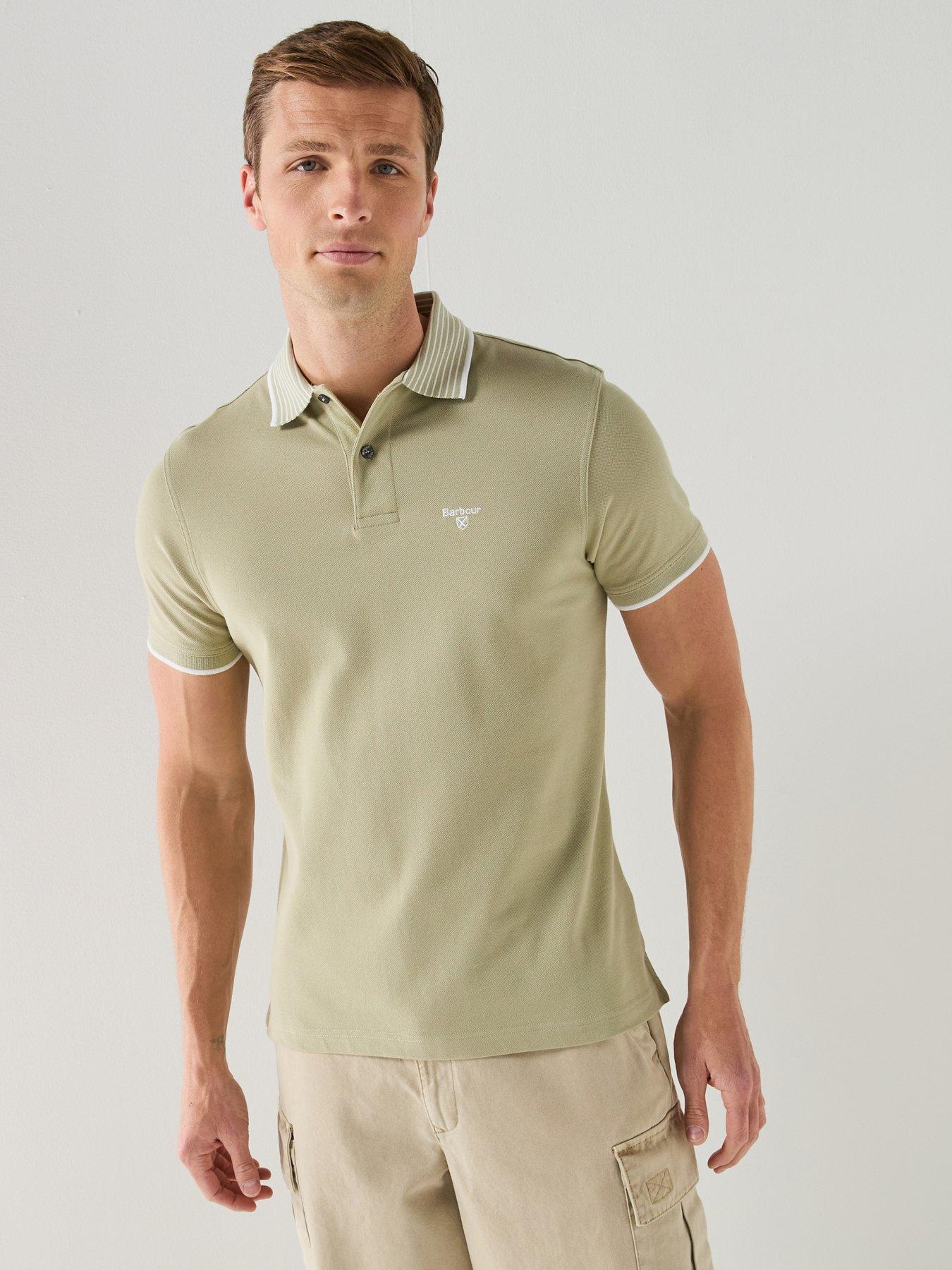 Barbour Denwick Tipped Tailored Fit Polo Shirt - Light Green