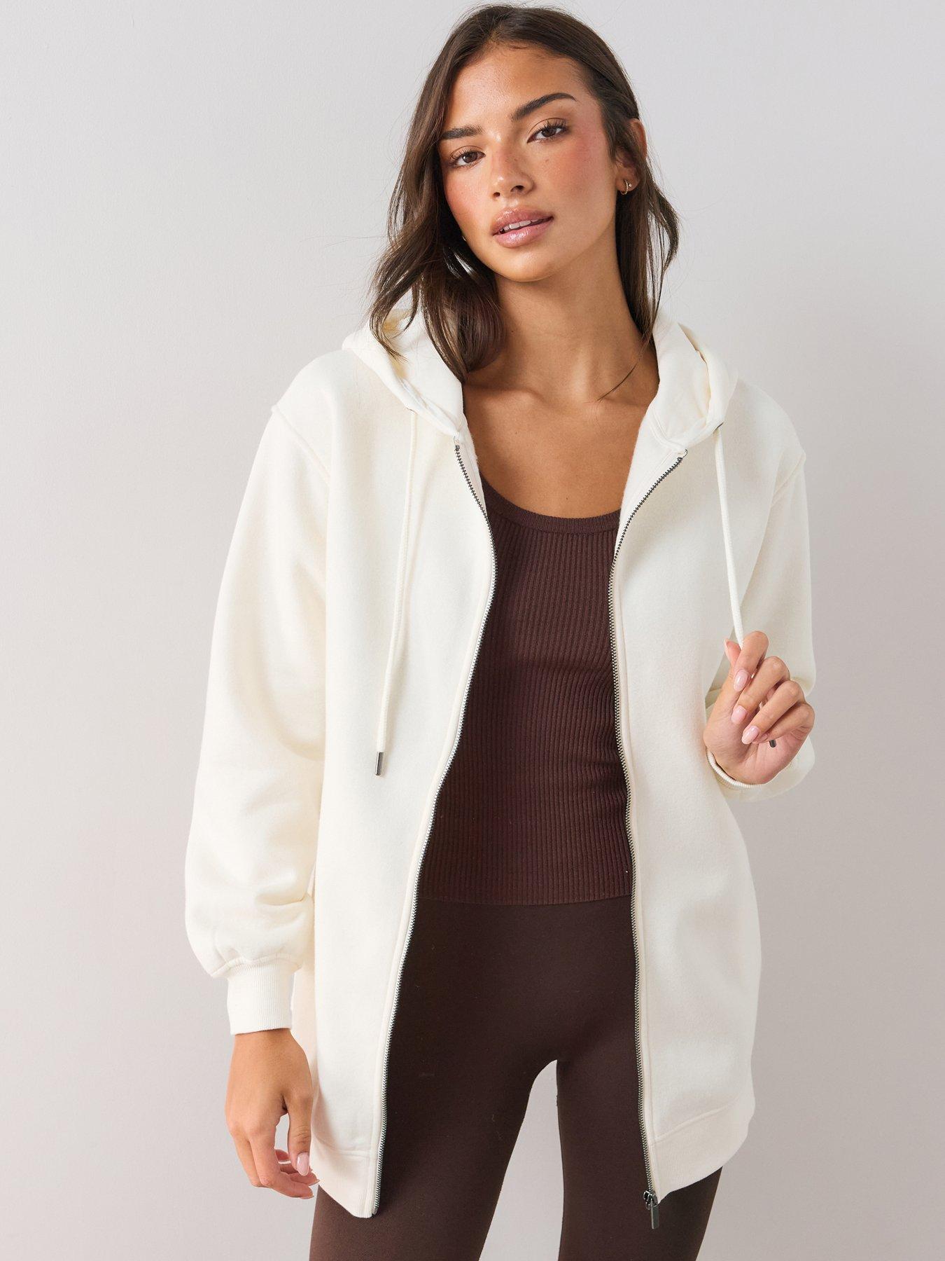 Image 1 of 6 of The Very Collection Womens Relaxed Zip Up Hoodie - Ecru