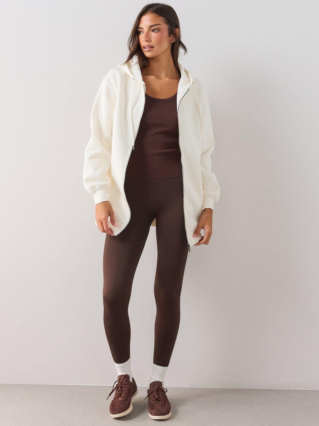 Image 3 of 6 of The Very Collection Womens Relaxed Zip Up Hoodie - Ecru