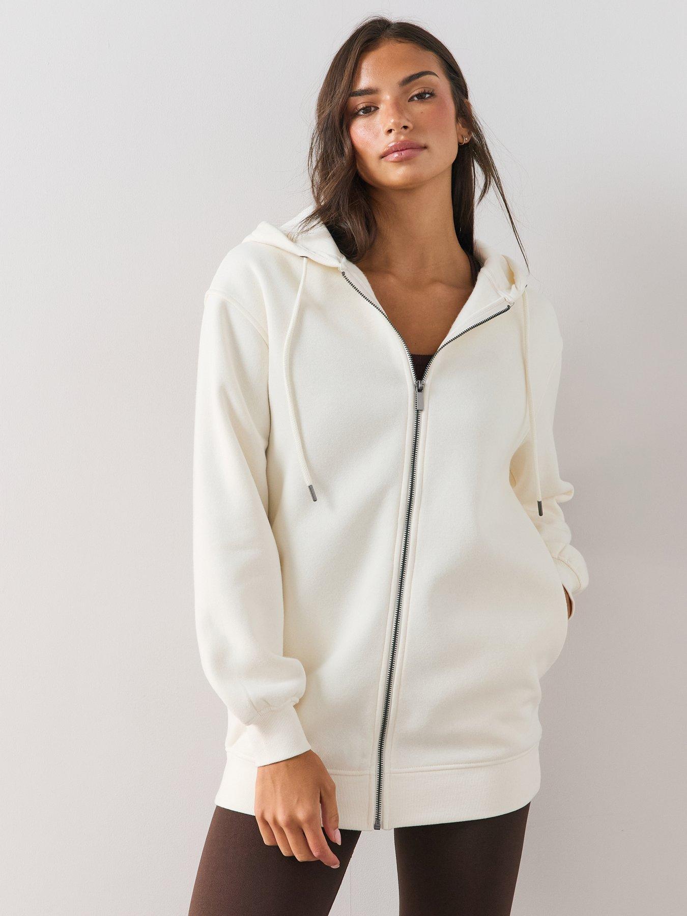 Image 4 of 6 of The Very Collection Womens Relaxed Zip Up Hoodie - Ecru