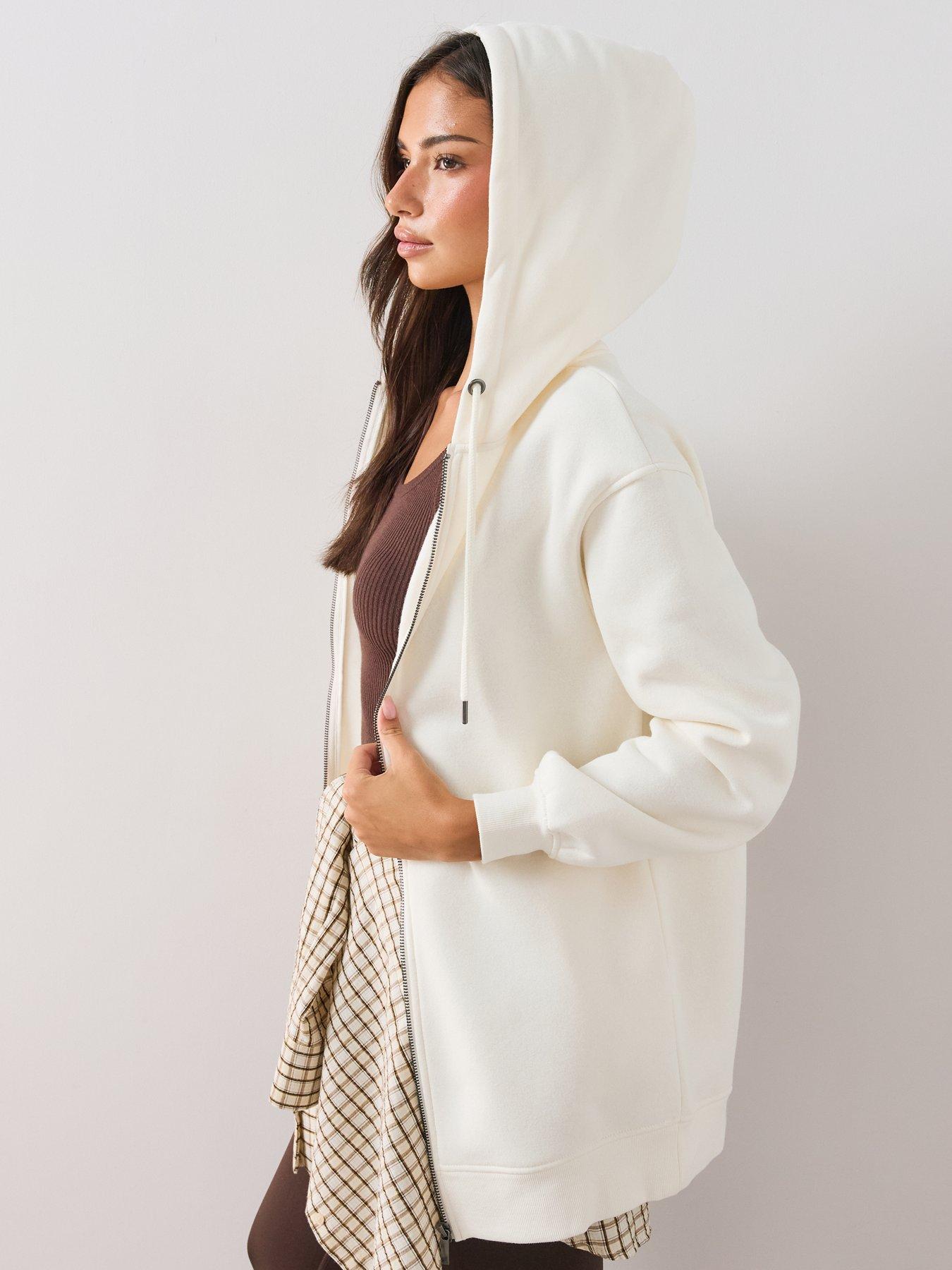 Image 5 of 6 of The Very Collection Womens Relaxed Zip Up Hoodie - Ecru