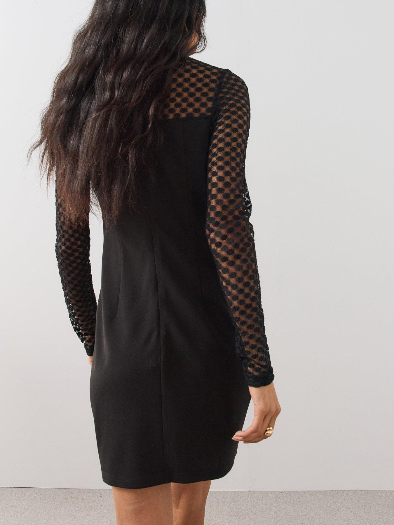 Image 5 of 6 of The Very Collection Womens Macrame Insert Stretch Mini Dress - Black