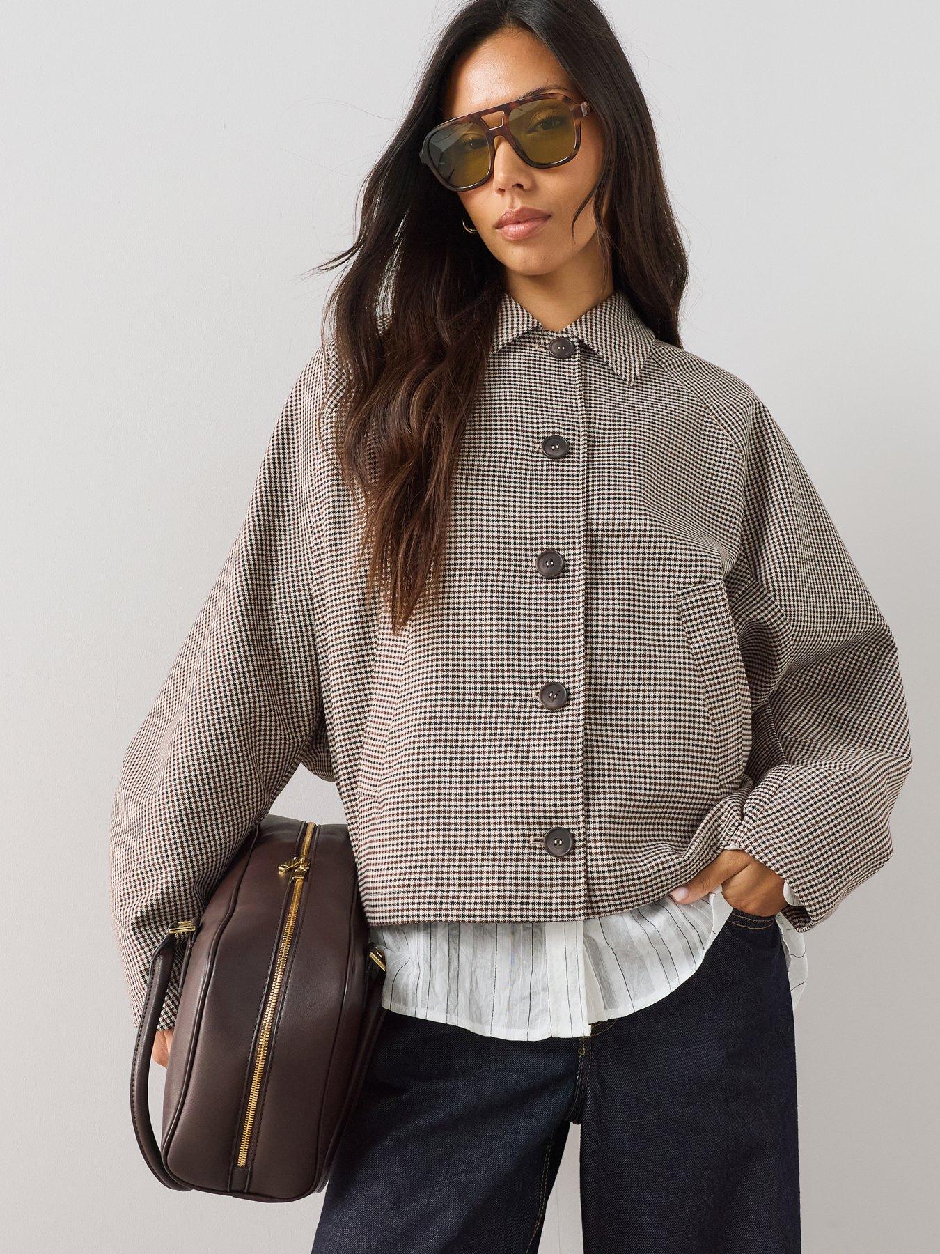 Image 1 of 7 of The Very Collection Batwing Heritage Check Coat - Print