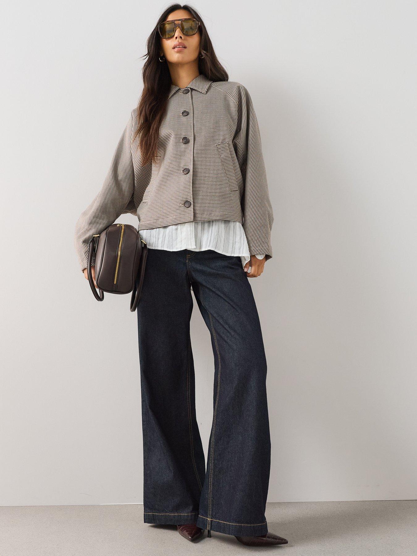 Image 3 of 7 of The Very Collection Batwing Heritage Check Coat - Print