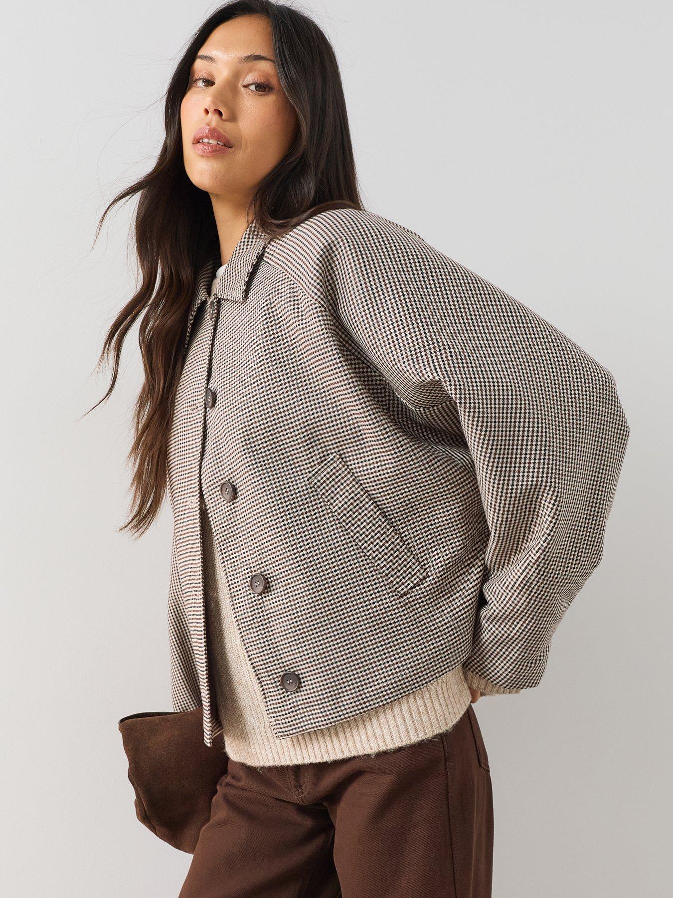 Image 4 of 7 of The Very Collection Batwing Heritage Check Coat - Print