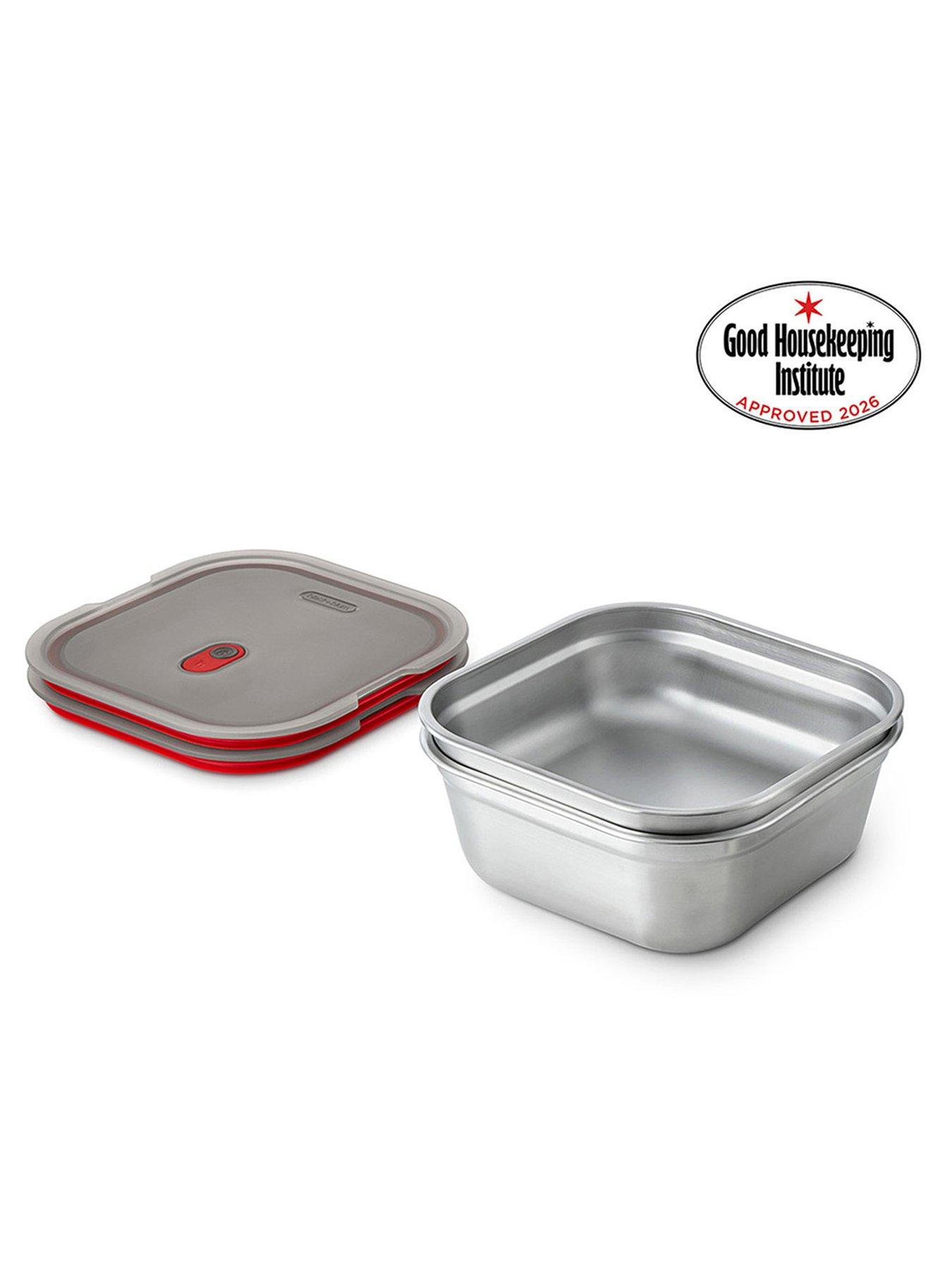 Black+Blum Set Of 2 Black + Blum Steel Food Box Large 1200ml - Grey & Red