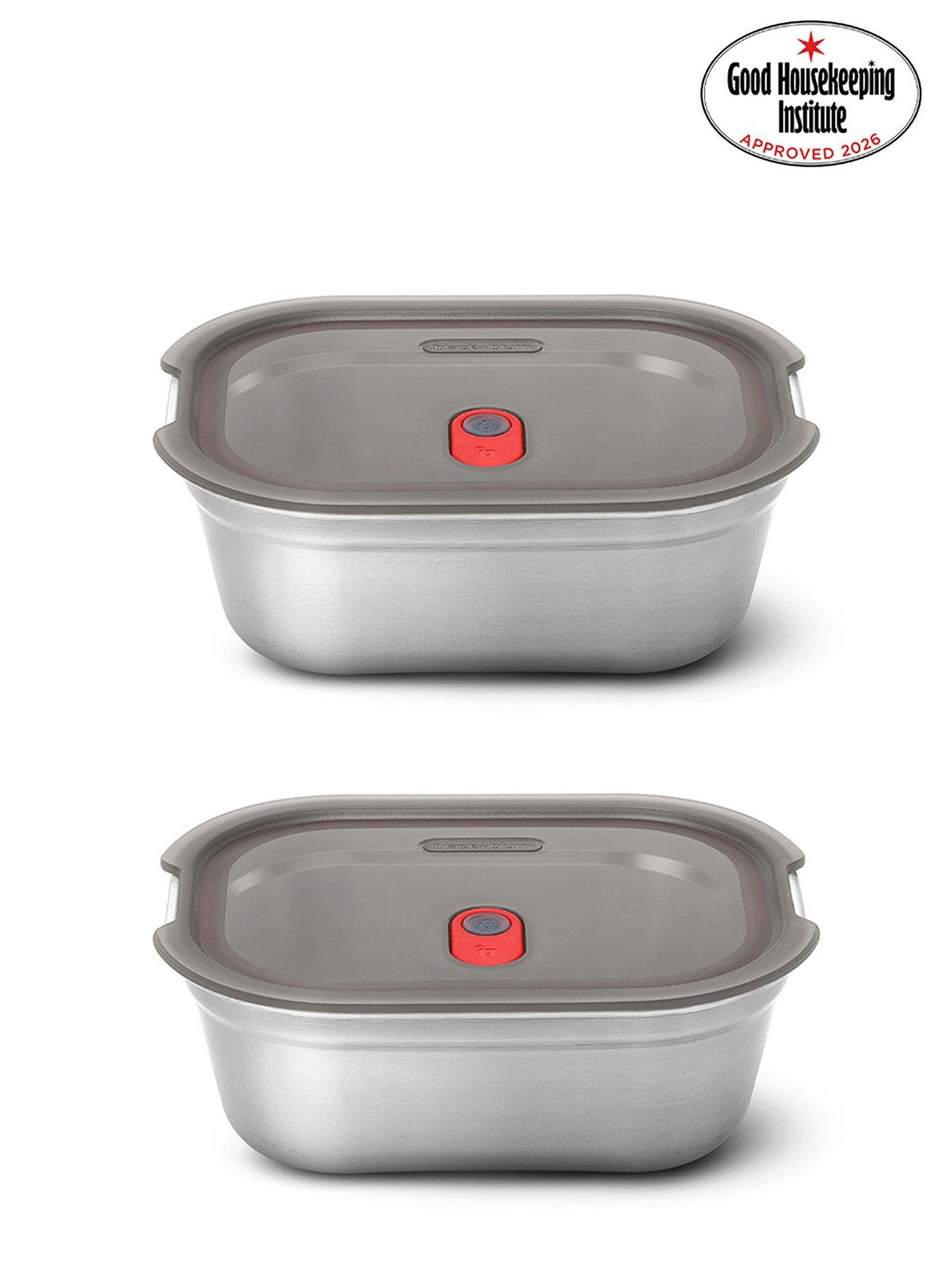 Black+Blum Set Of 2 Black + Blum Steel Food Box Medium 900ml- Grey & Red