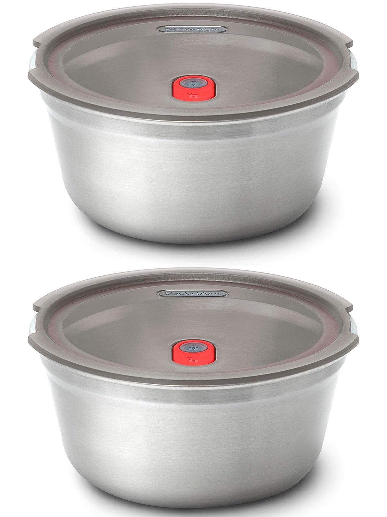 Black+Blum Set Of 2 Black + Blum Steel Food Bowl Large 950ml - Grey & Red