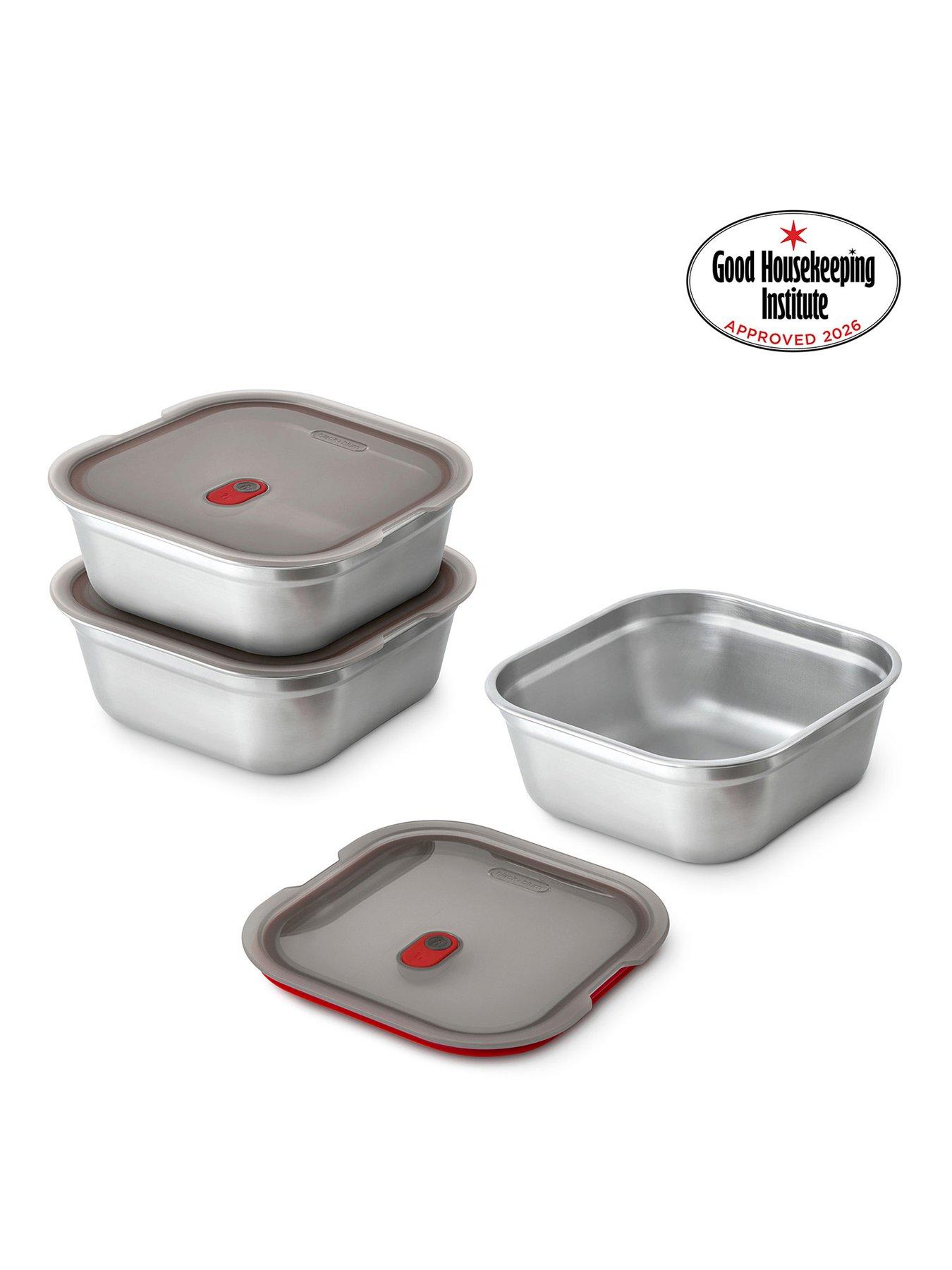 Image 3 of 6 of Black+Blum Set Of 3 Black + Blum Steel Food Box Medium 900ml - Grey &amp; Red