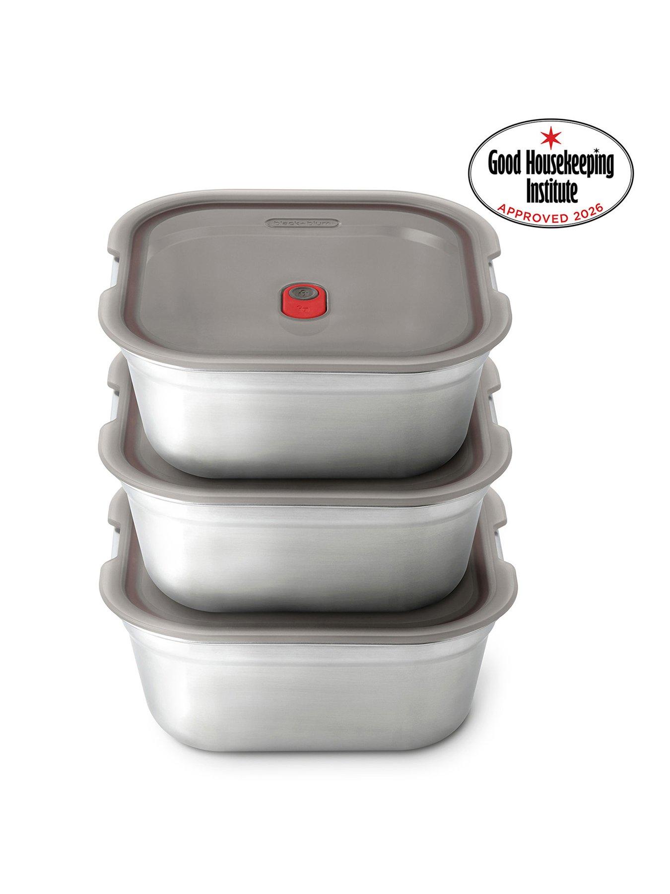 Image 4 of 6 of Black+Blum Set Of 3 Black + Blum Steel Food Box Medium 900ml - Grey &amp; Red