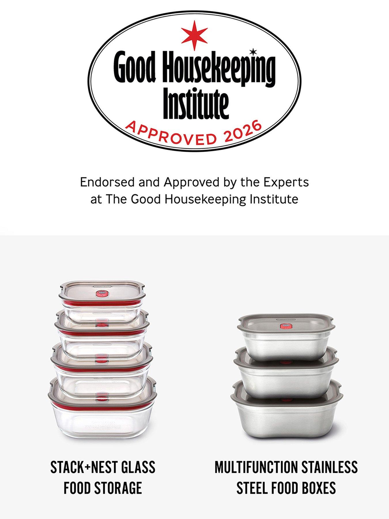 Image 5 of 6 of Black+Blum Set Of 3 Black + Blum Steel Food Box Medium 900ml - Grey &amp; Red
