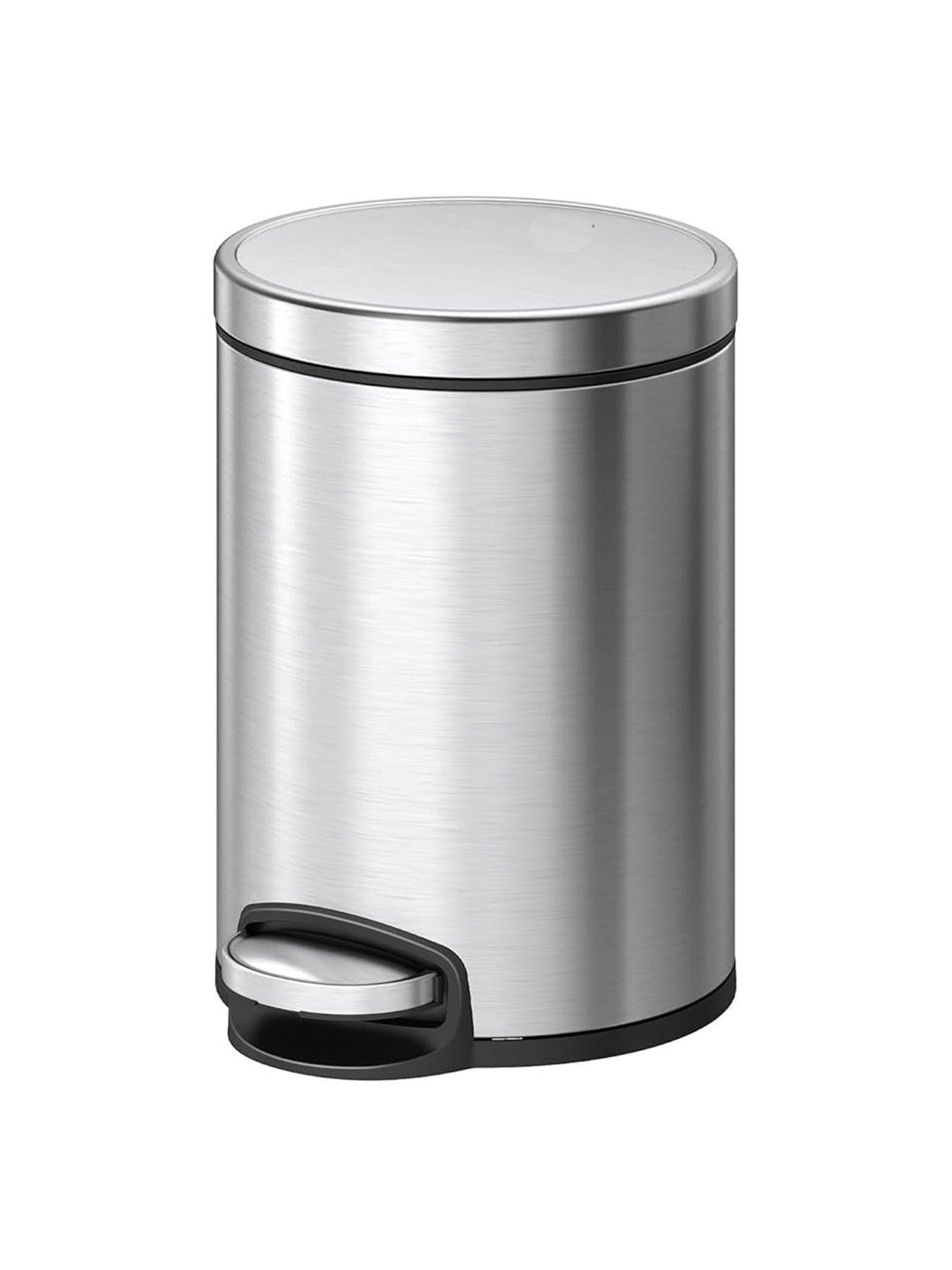 eko-eva-stainless-steel-pedal-bin-5l-silverfront