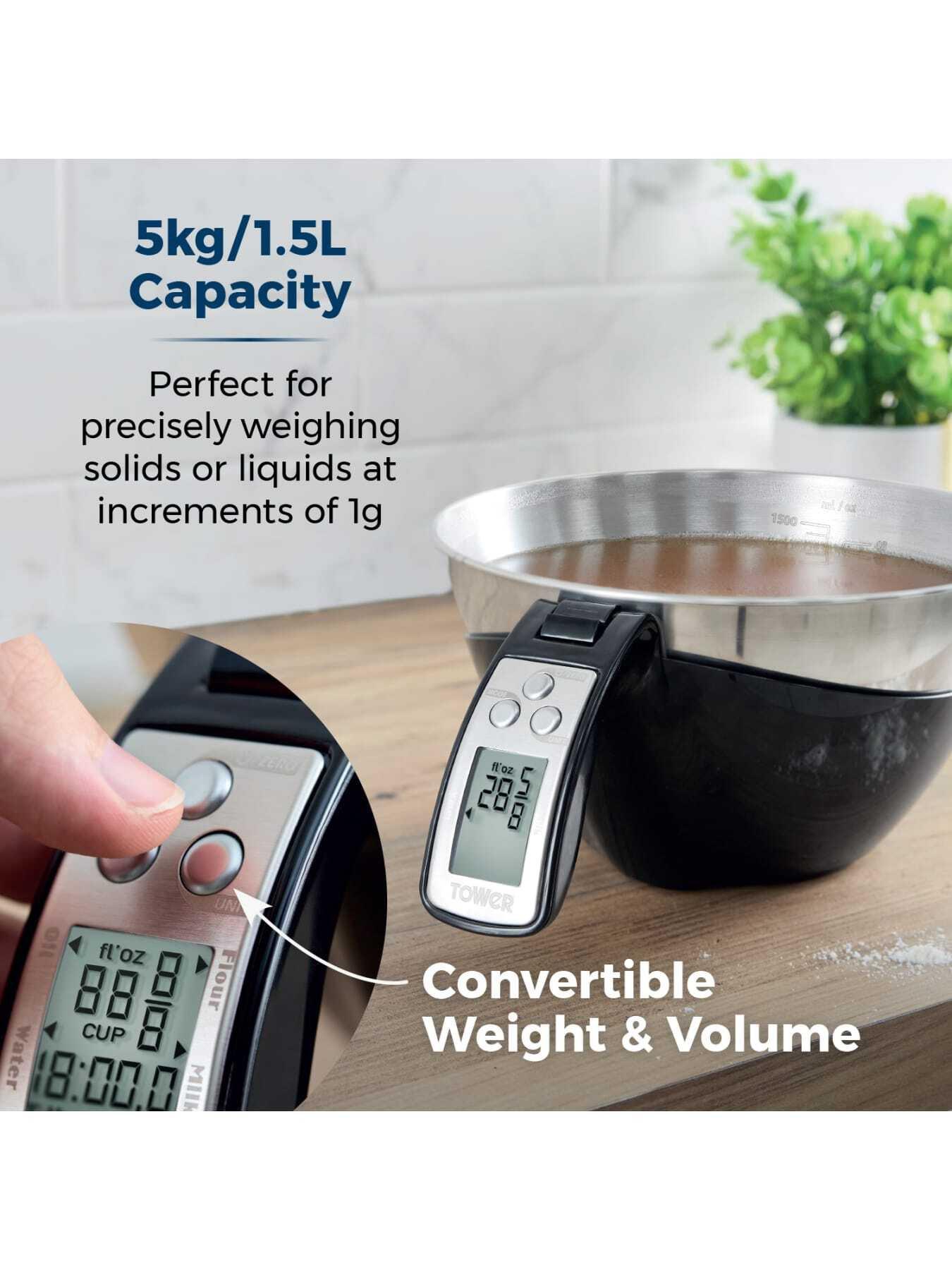 Image 4 of 7 of Tower 3-in-1 Digital Jug Scale With 1.5l Bowl, Black