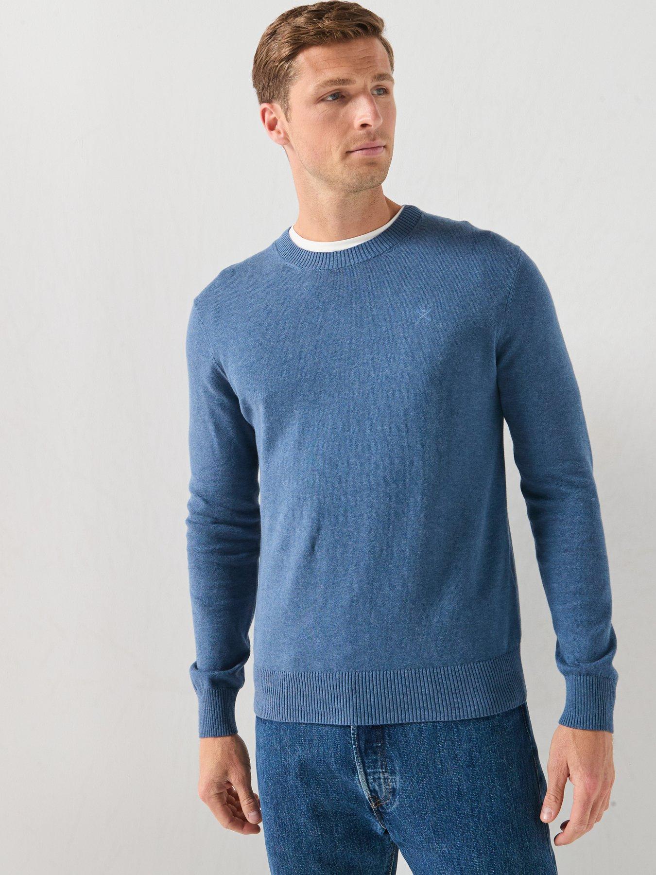 Hackett Essential Cotton Crew Knitted Jumper - Blue