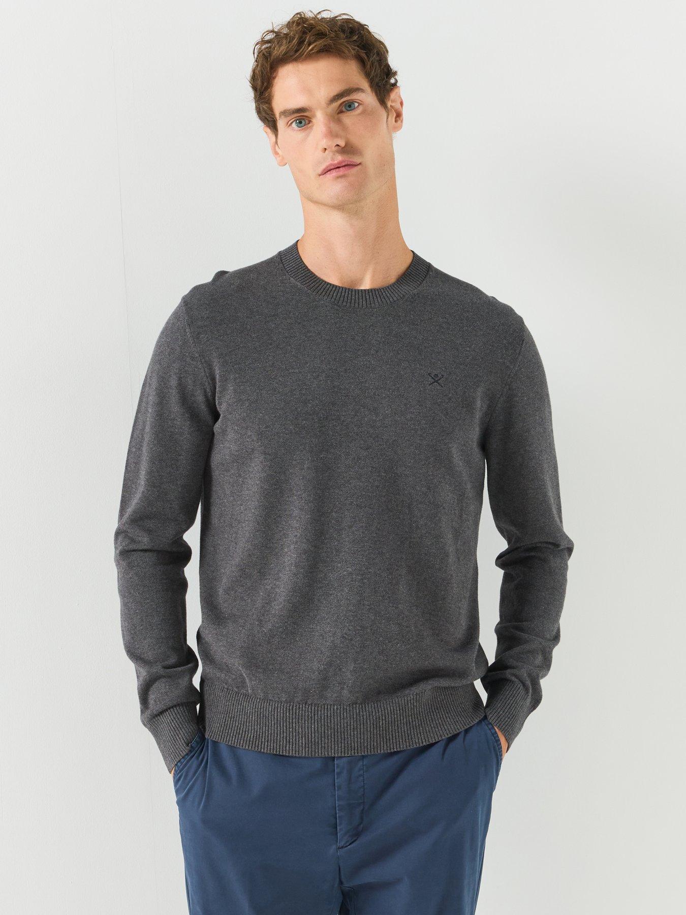 Hackett Essential Cotton Crew Knitted Jumper - Dark Grey