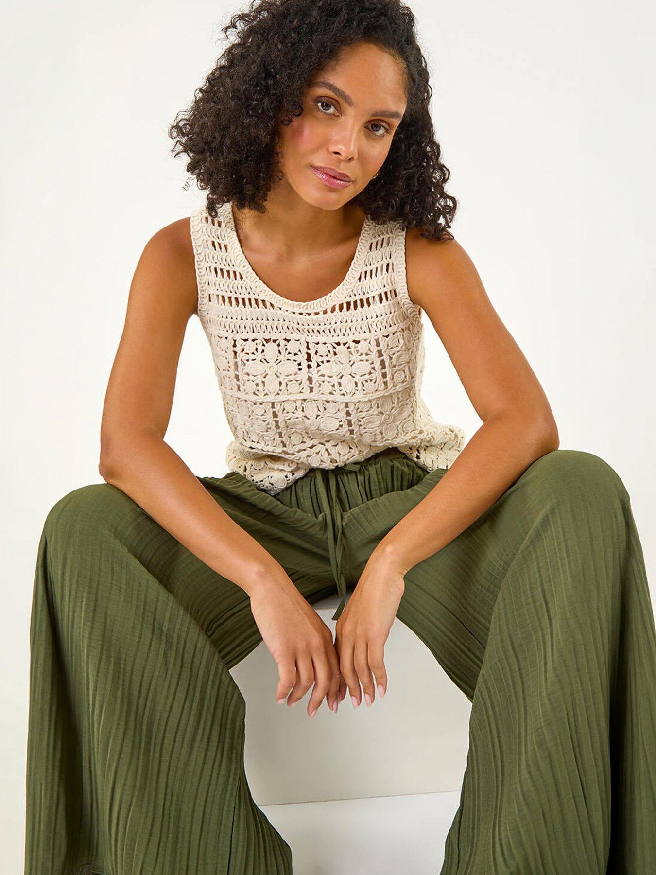 Image 1 of 5 of Roman Crochet Knit Vest - Cream