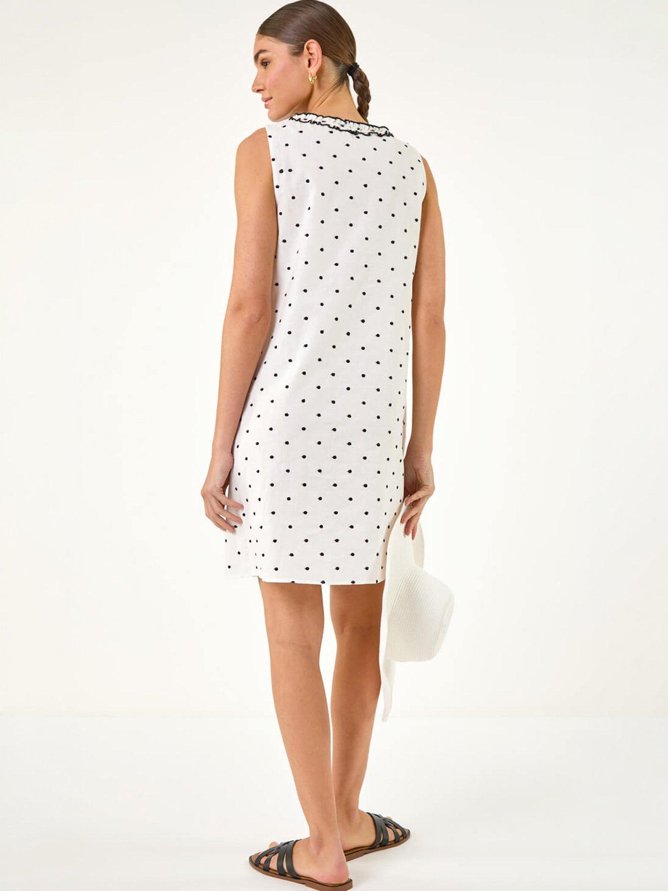 roman-embroidered-spot-print-mini-dressoutfit