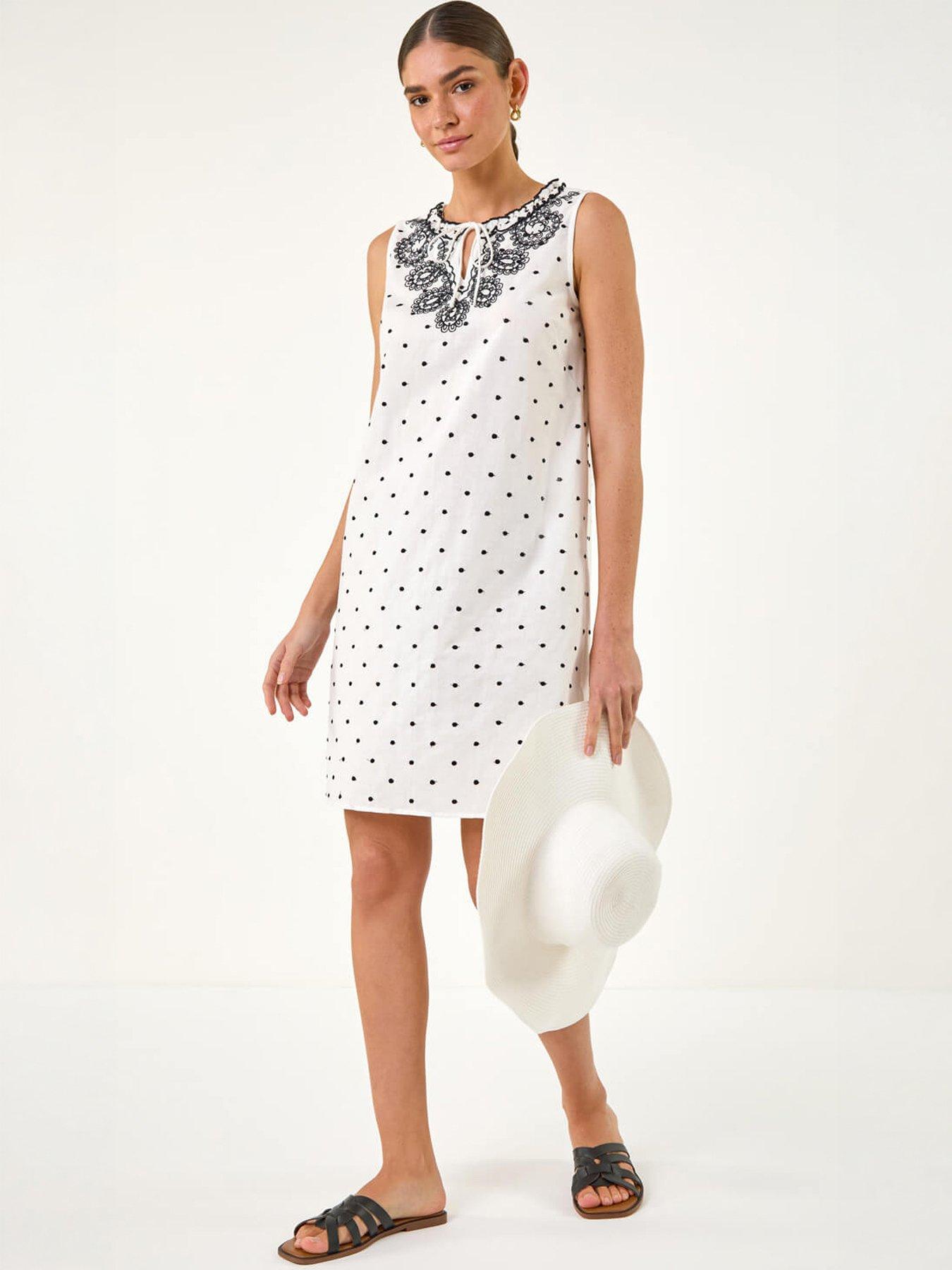 roman-embroidered-spot-print-mini-dressdetail
