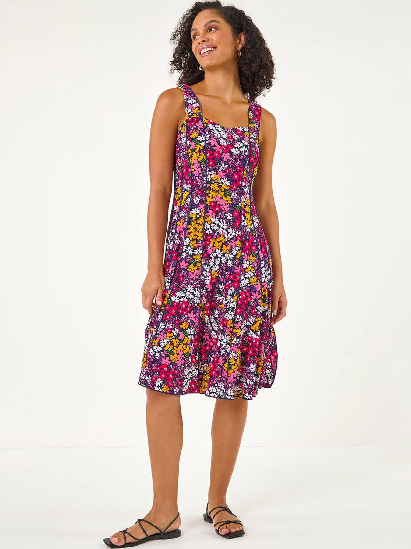 roman-floral-print-stretch-panel-dressdetail