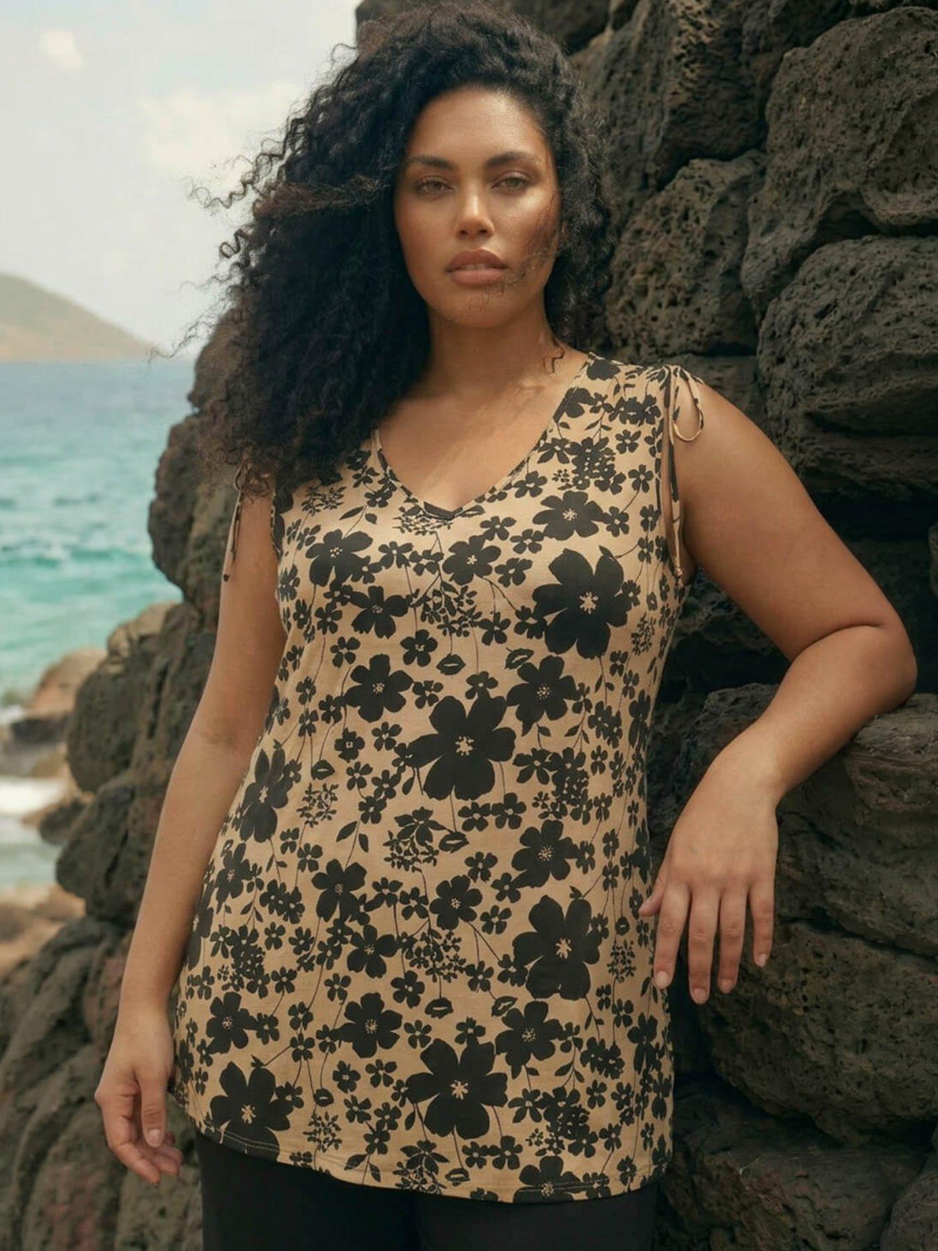 Roman Curve Floral Print Vest Top