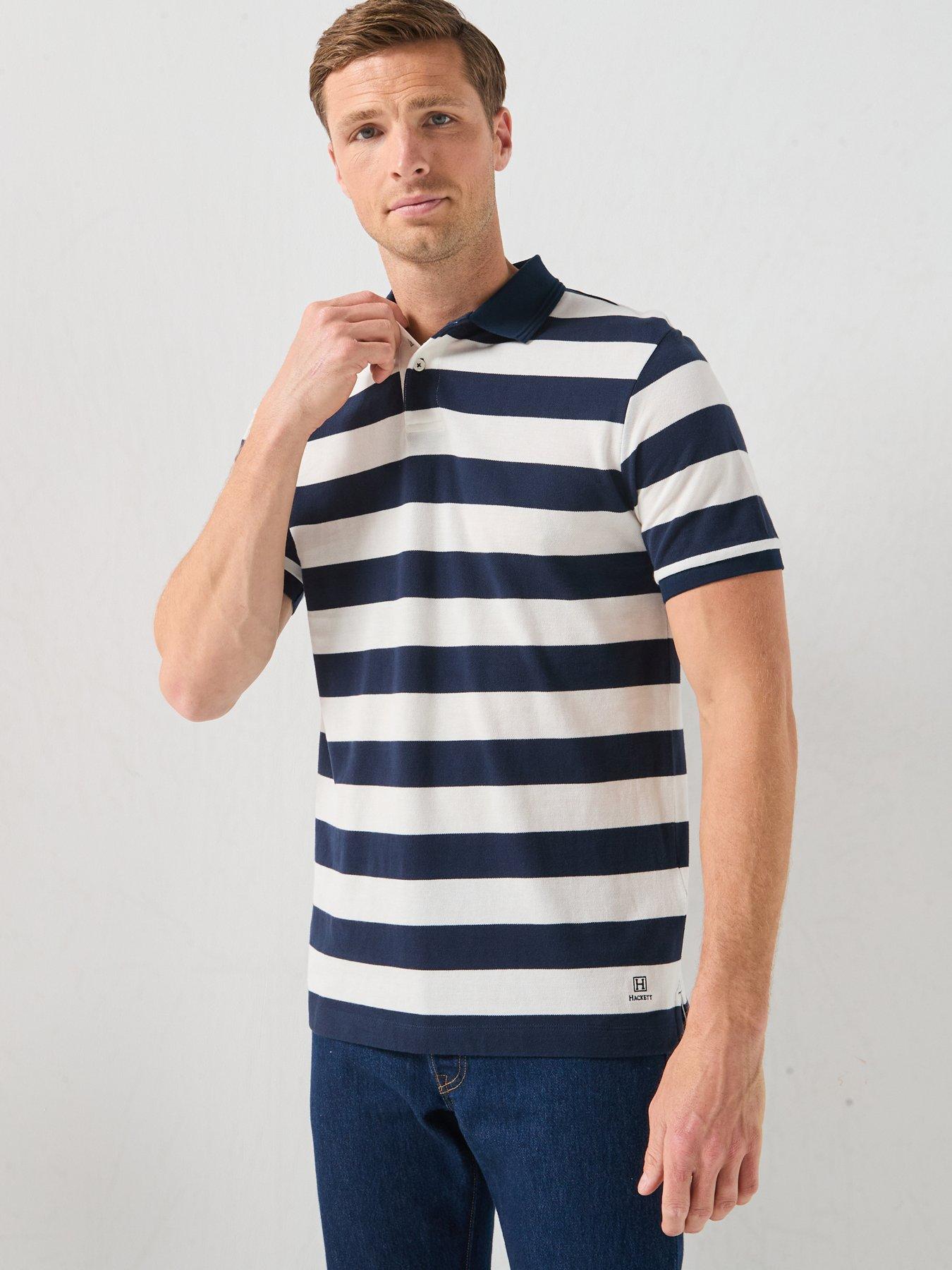 Image 4 of 6 of Hackett Heritage Stripe Polo Shirt - Navy