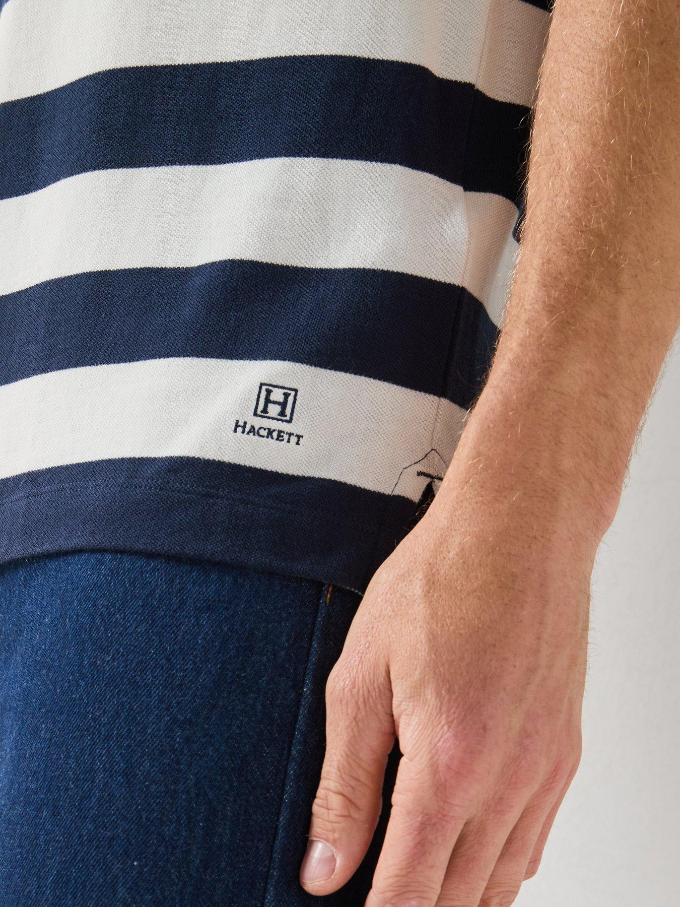 Image 5 of 6 of Hackett Heritage Stripe Polo Shirt - Navy
