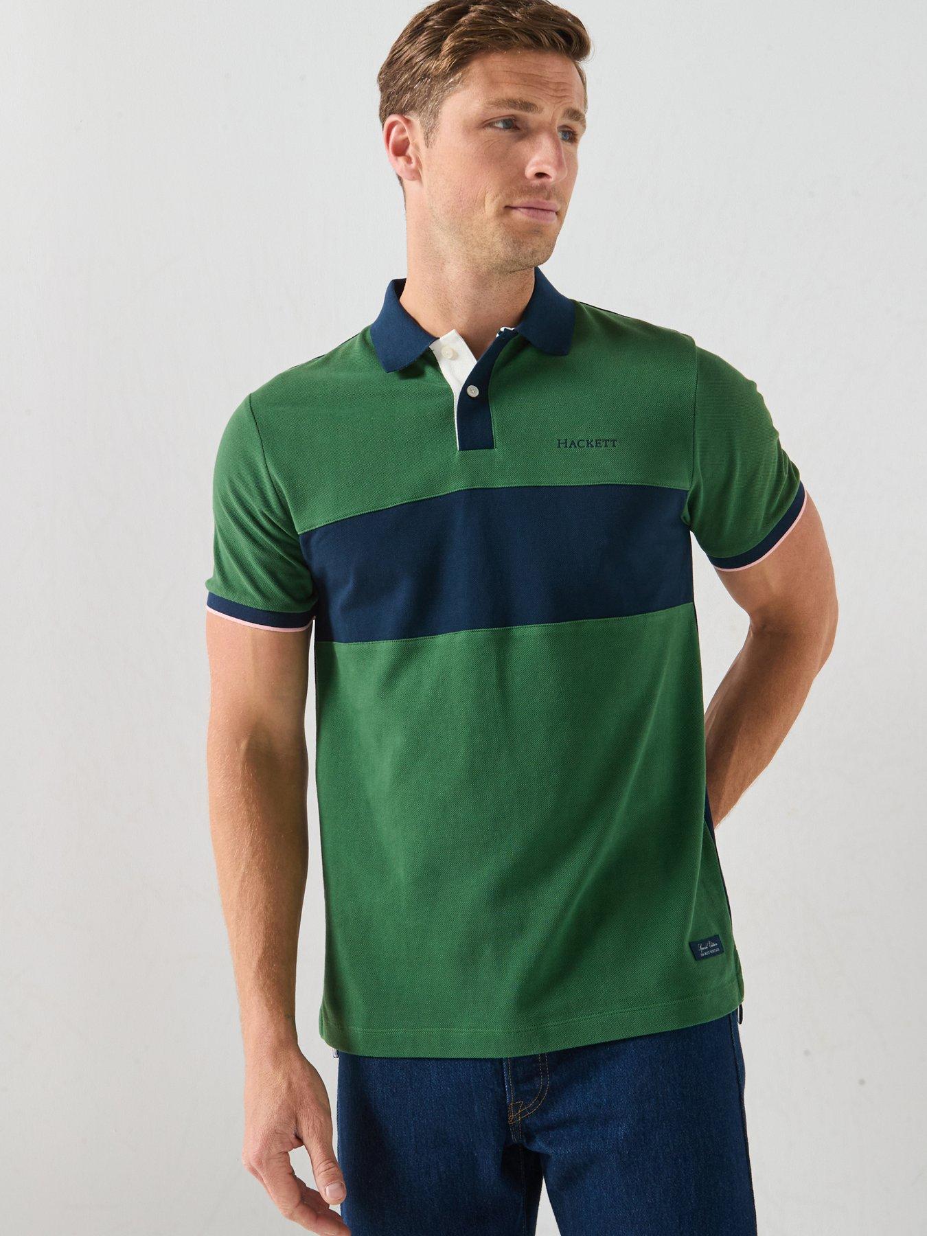 Image 1 of 6 of Hackett Heritaage Chest Panel Polo Shirt - Green