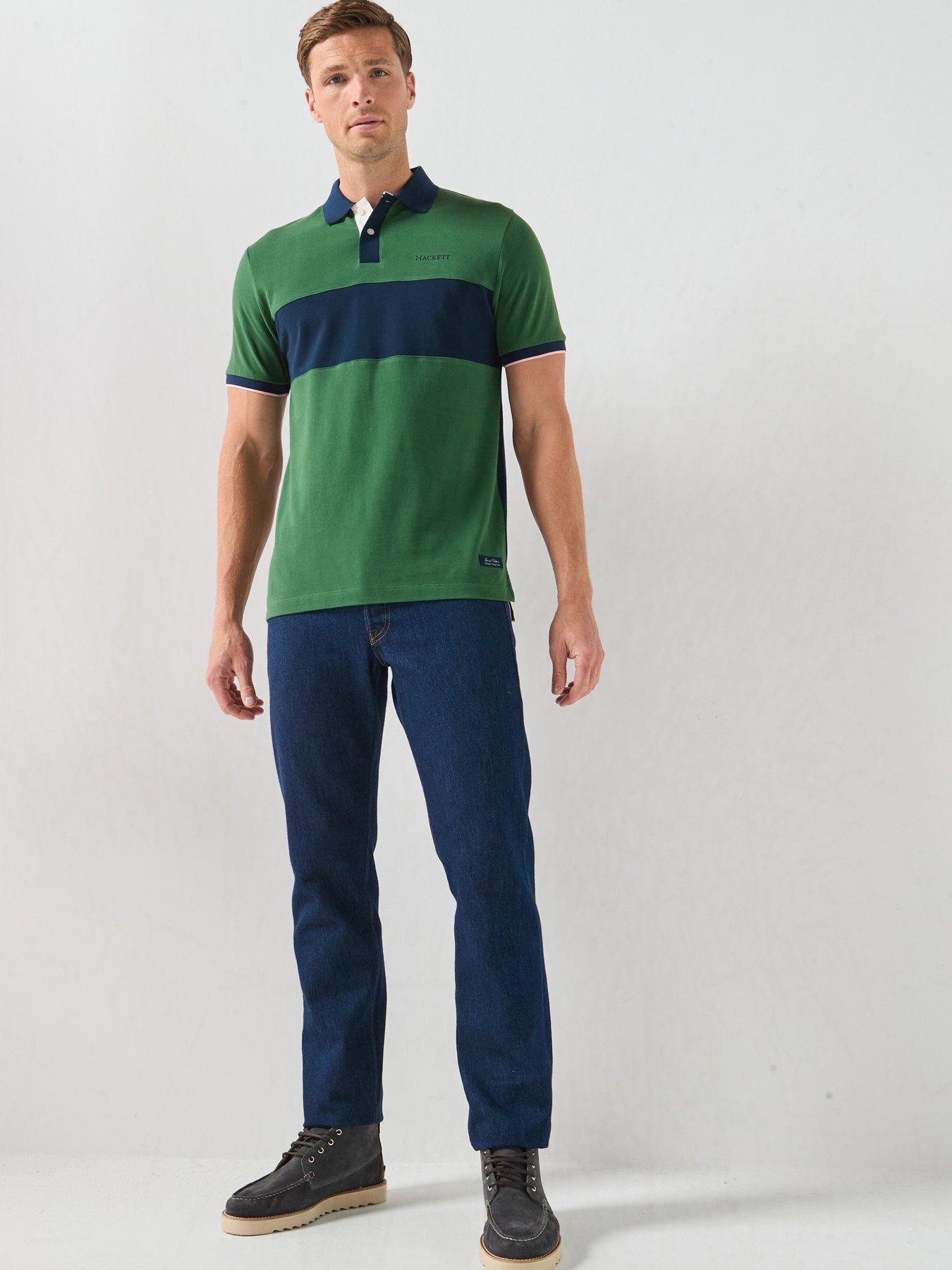 Image 3 of 6 of Hackett Heritaage Chest Panel Polo Shirt - Green