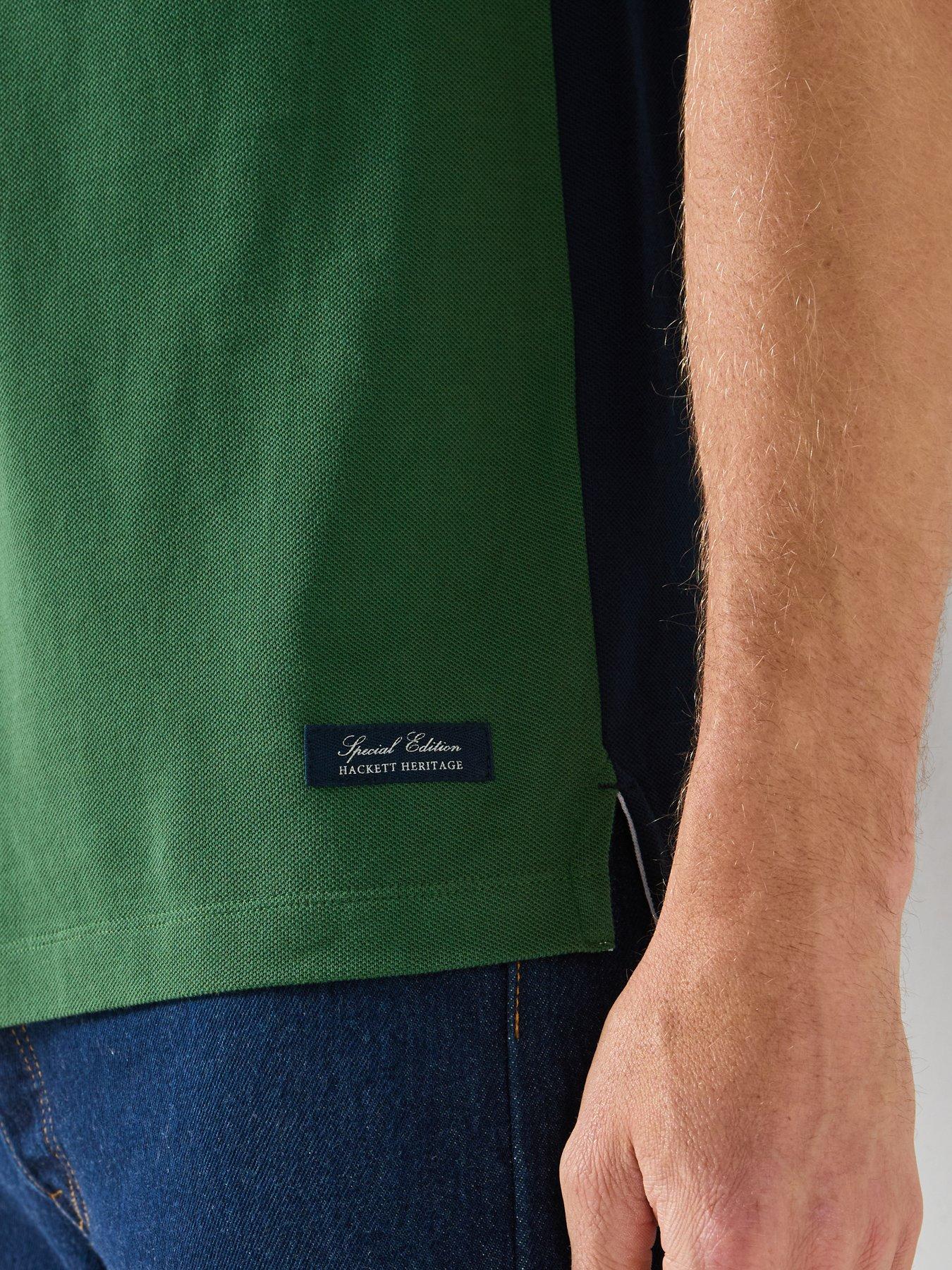 Image 6 of 6 of Hackett Heritaage Chest Panel Polo Shirt - Green