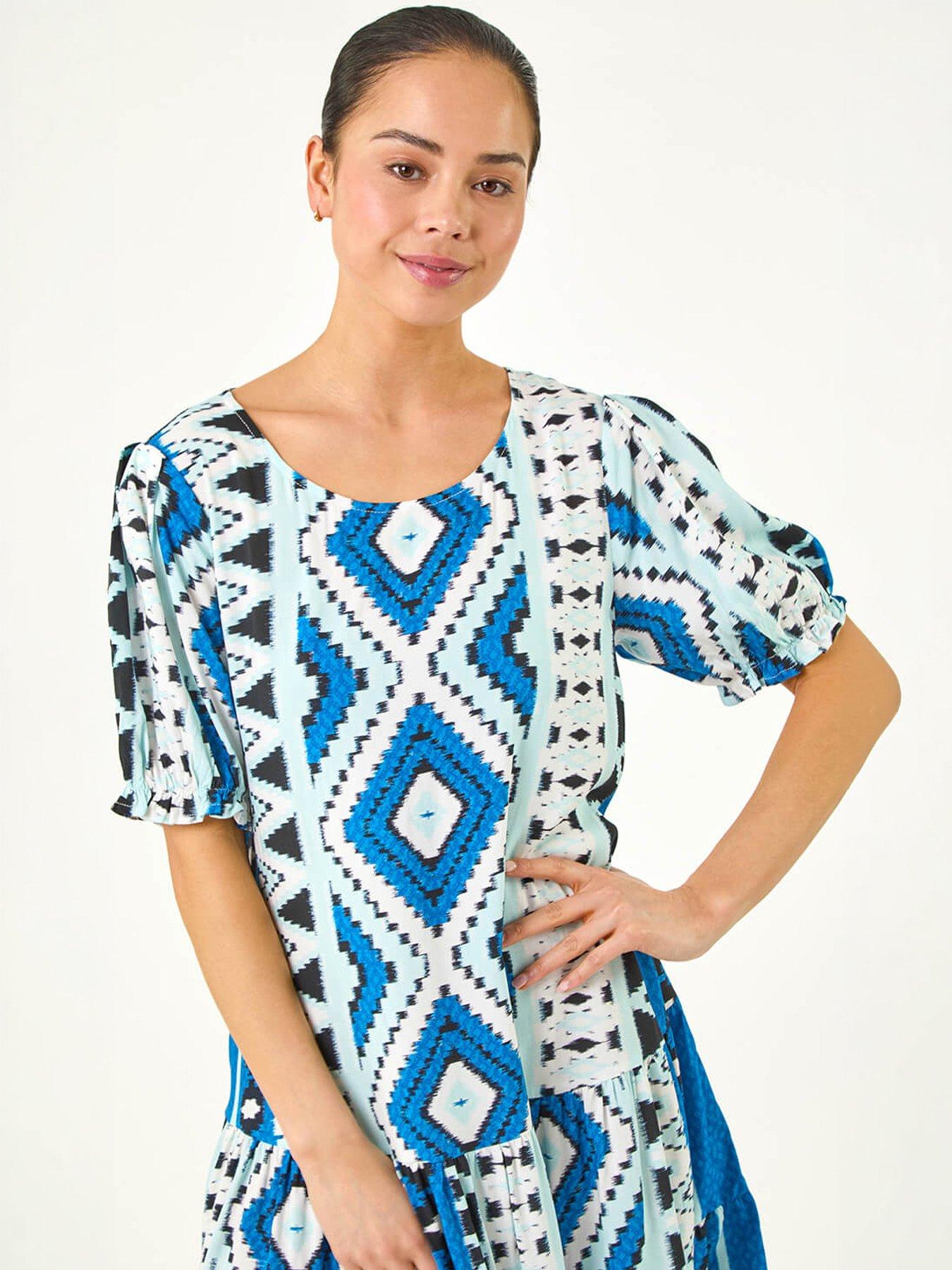 Image 3 of 5 of Roman Petite Aztec Smock Dress