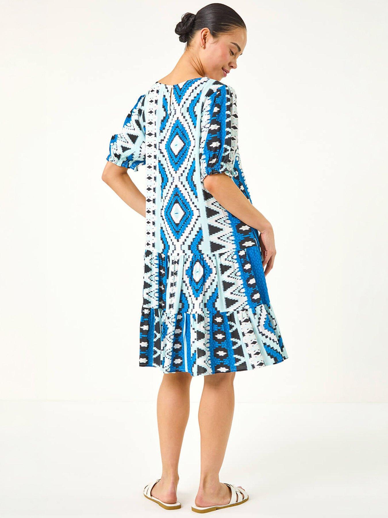 Image 4 of 5 of Roman Petite Aztec Smock Dress